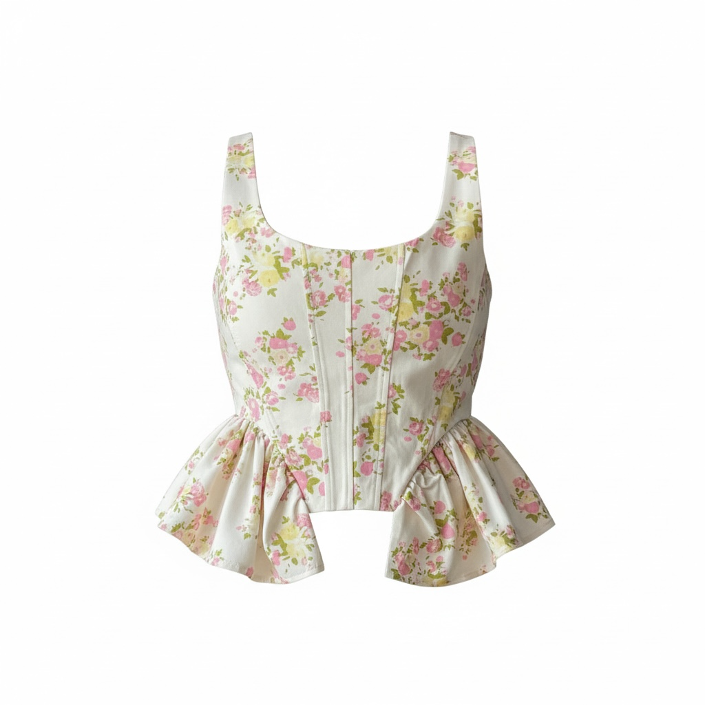 Top bustier stampa floreale in cotone Lumina