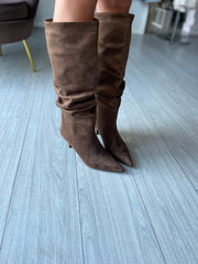 STIVALETTO SCAMOSCIATO ARRICCIATO BROWN