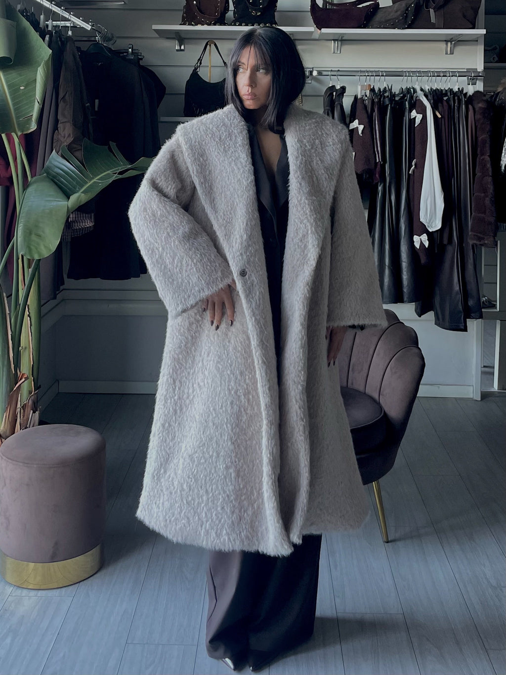 CAPPOTTO LUNGO IN ECOPELLICCIA  Lumina Beige