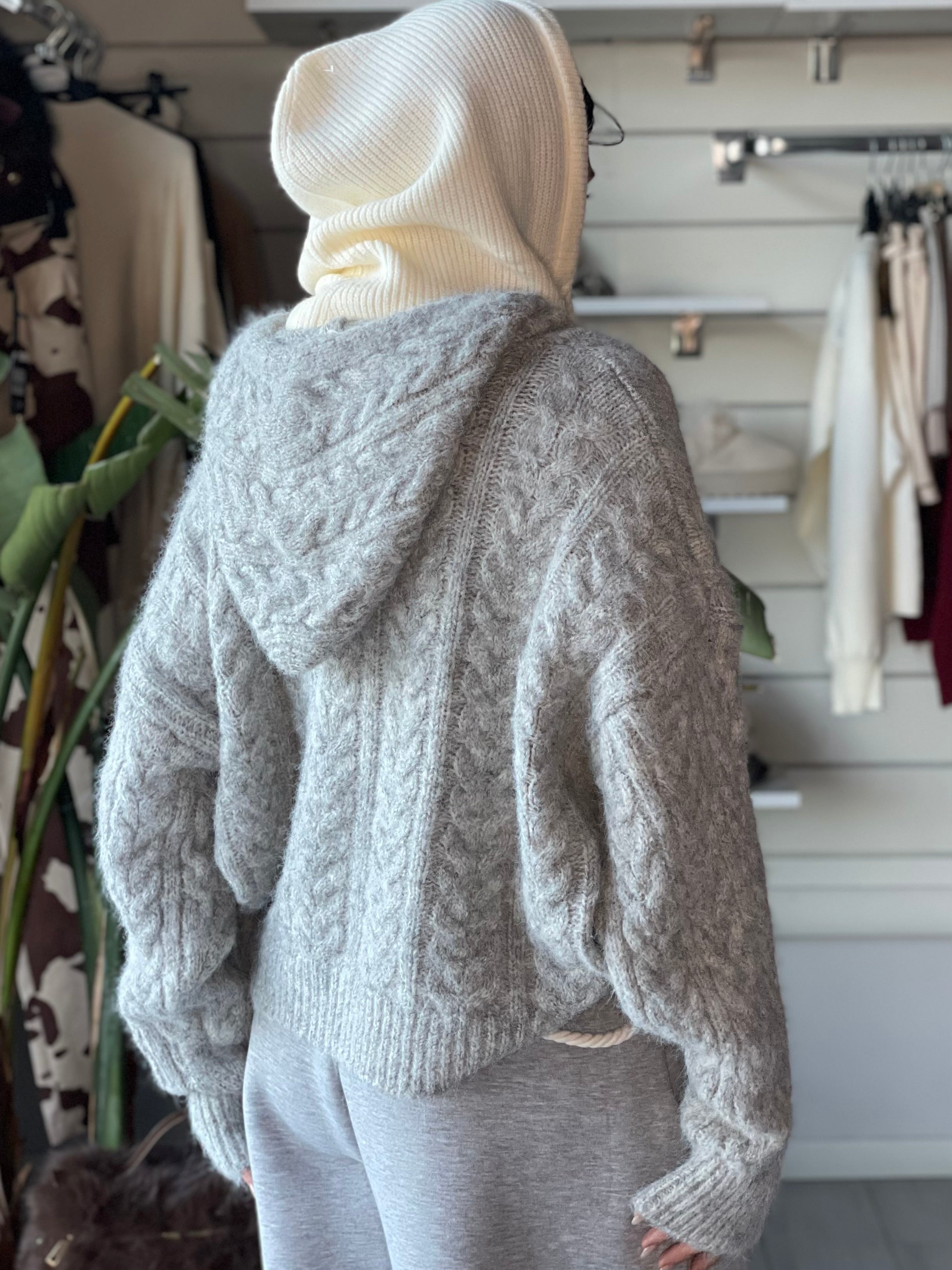 MAGLIONE HOODIE FULL ZIP GRIGIO