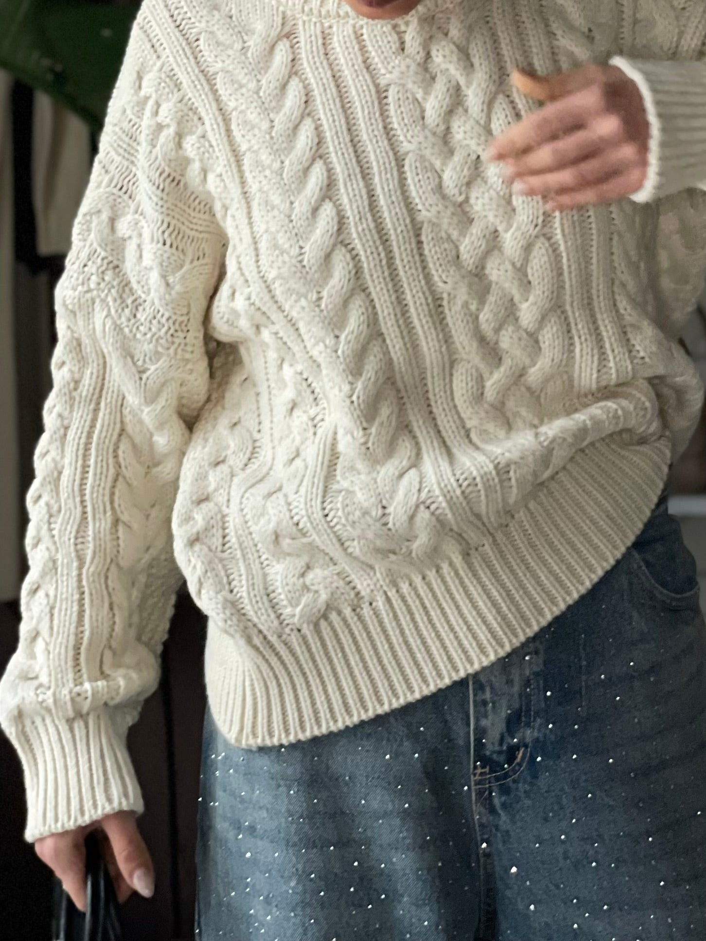 PULLOVER BRAID CREMA