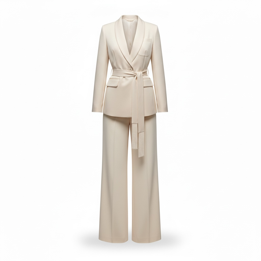 Tailleur in cady con fusciacca oro