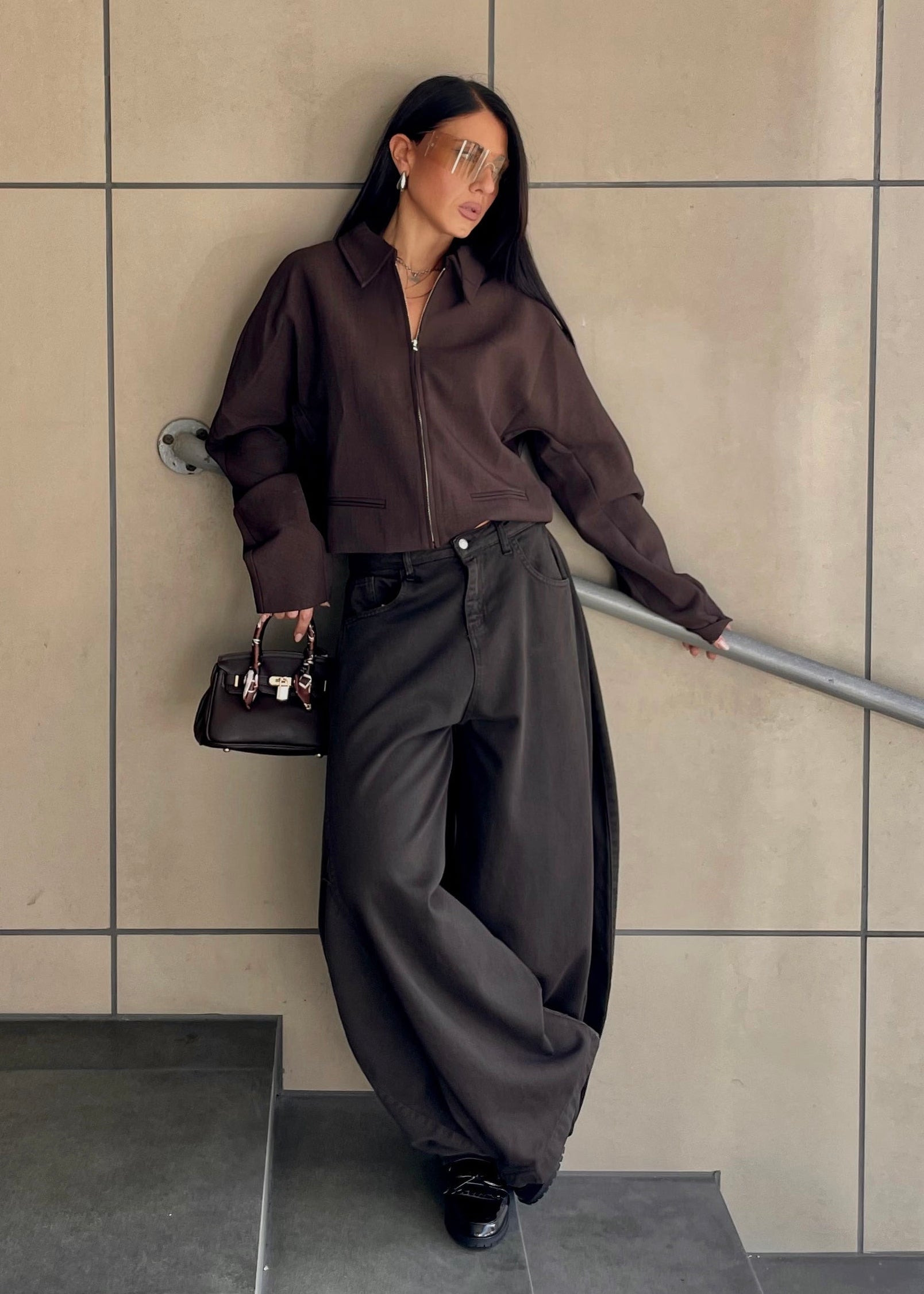 BIG DENIM BALLOON BROWN