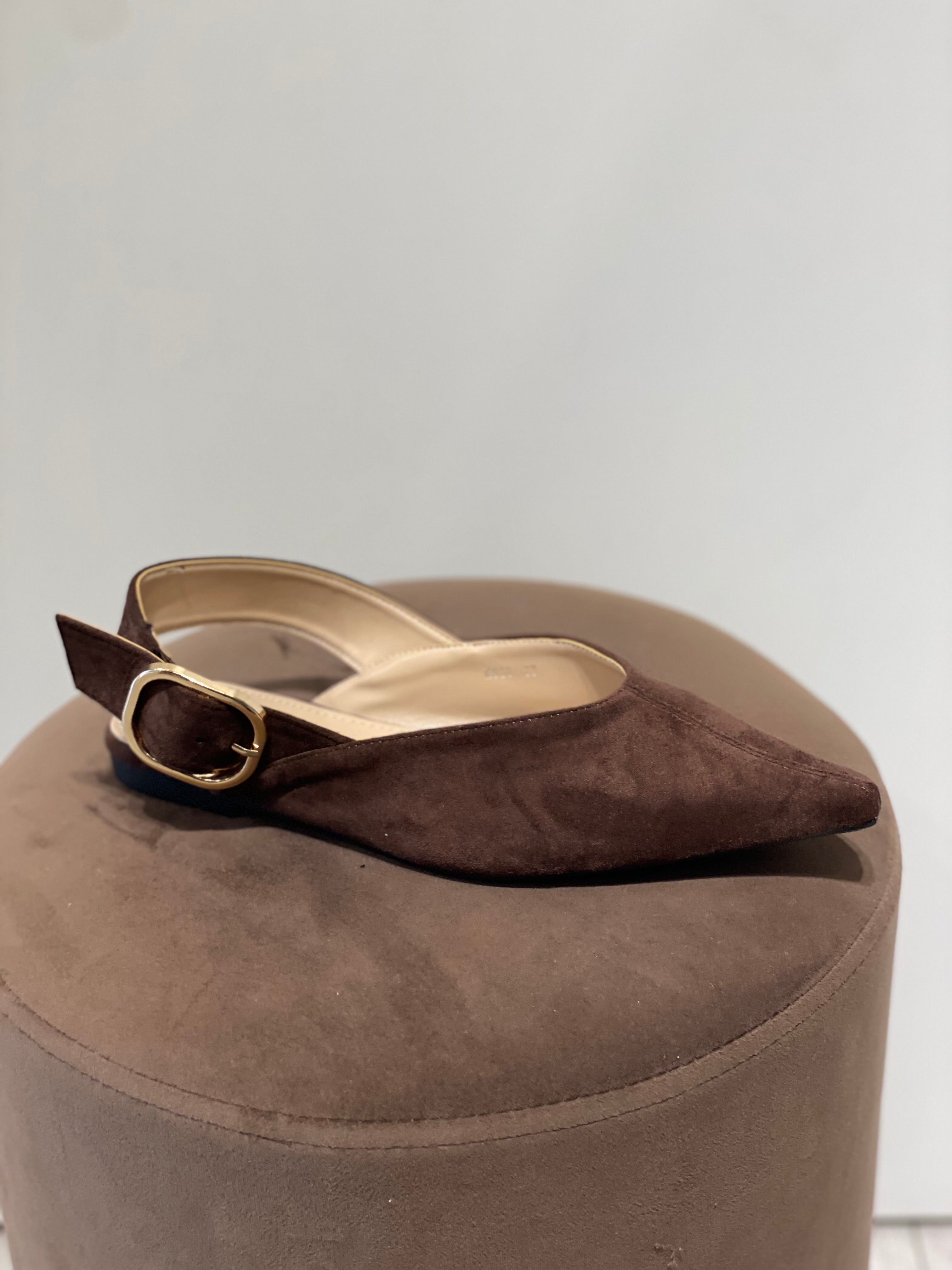 Slingback Scarlett flat in suede con fibbia