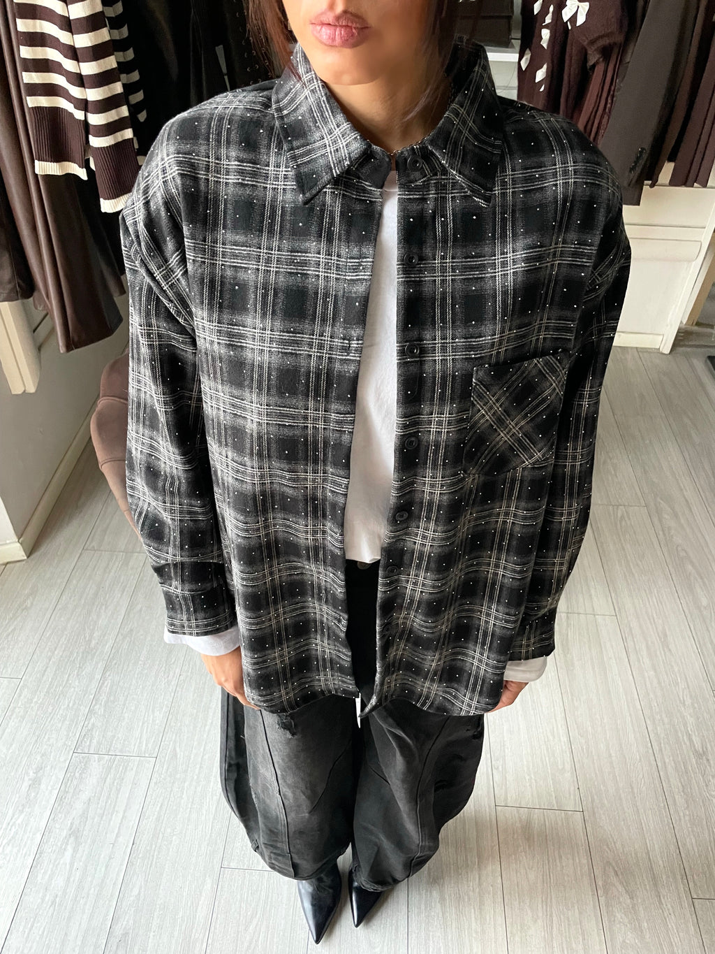 CAMICIA WOOL SHINE Black