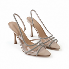 Slingback nude con applicazioni in strass