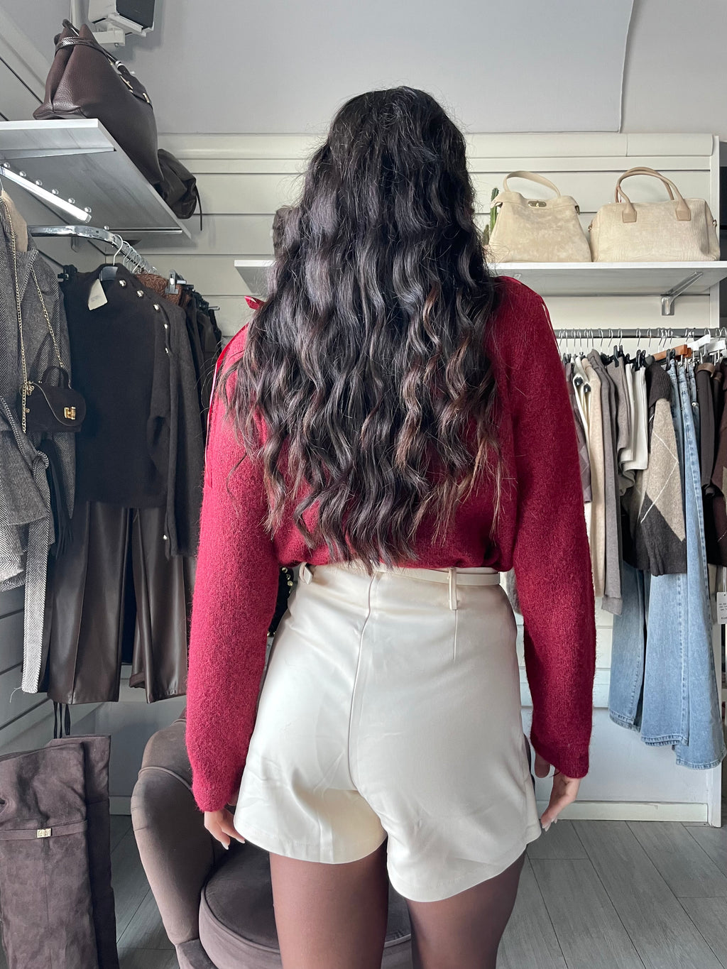 PULLOVER CON FIOCCHI IN RASO Red