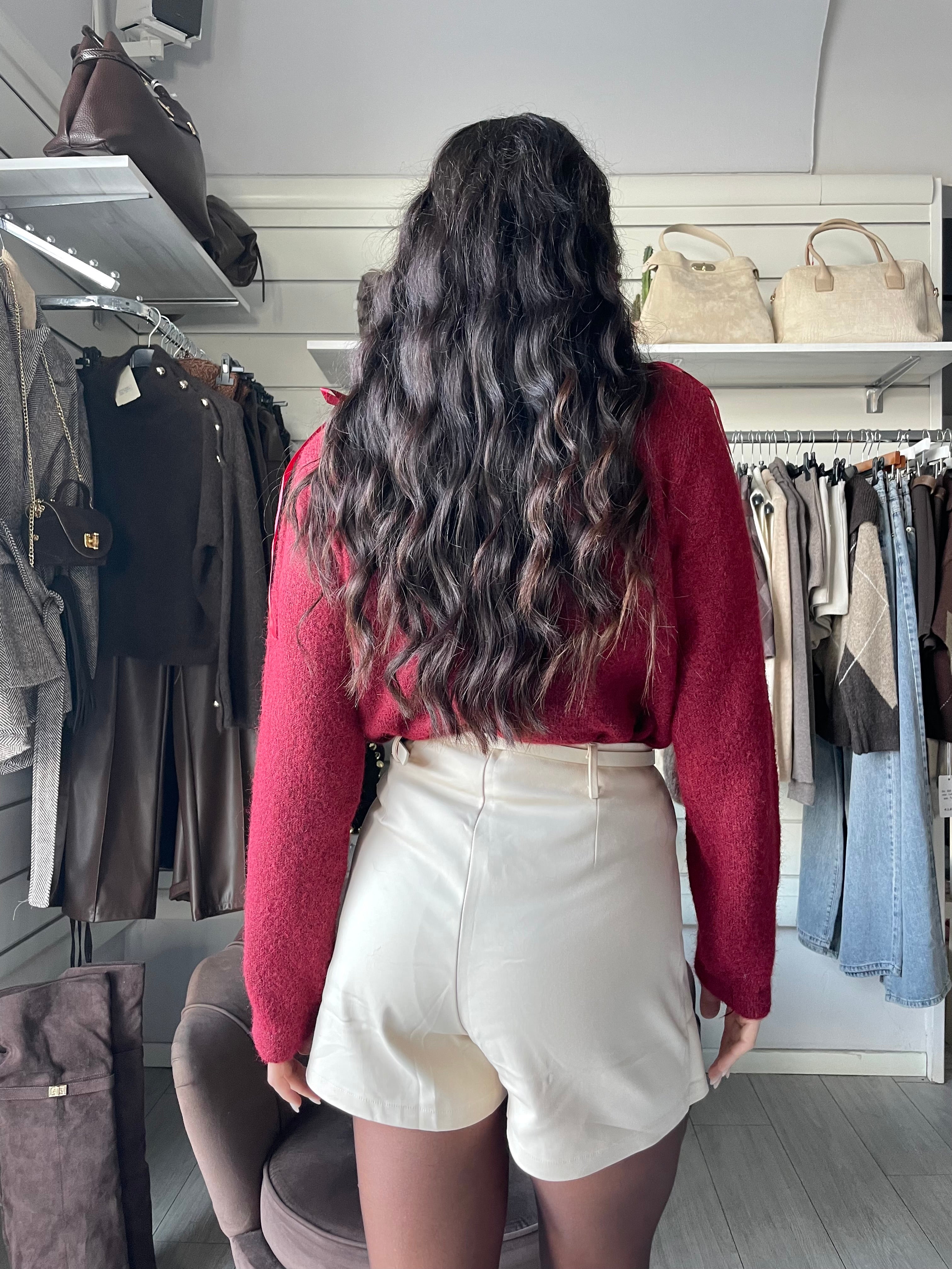 PULLOVER CON FIOCCHI IN RASO Red