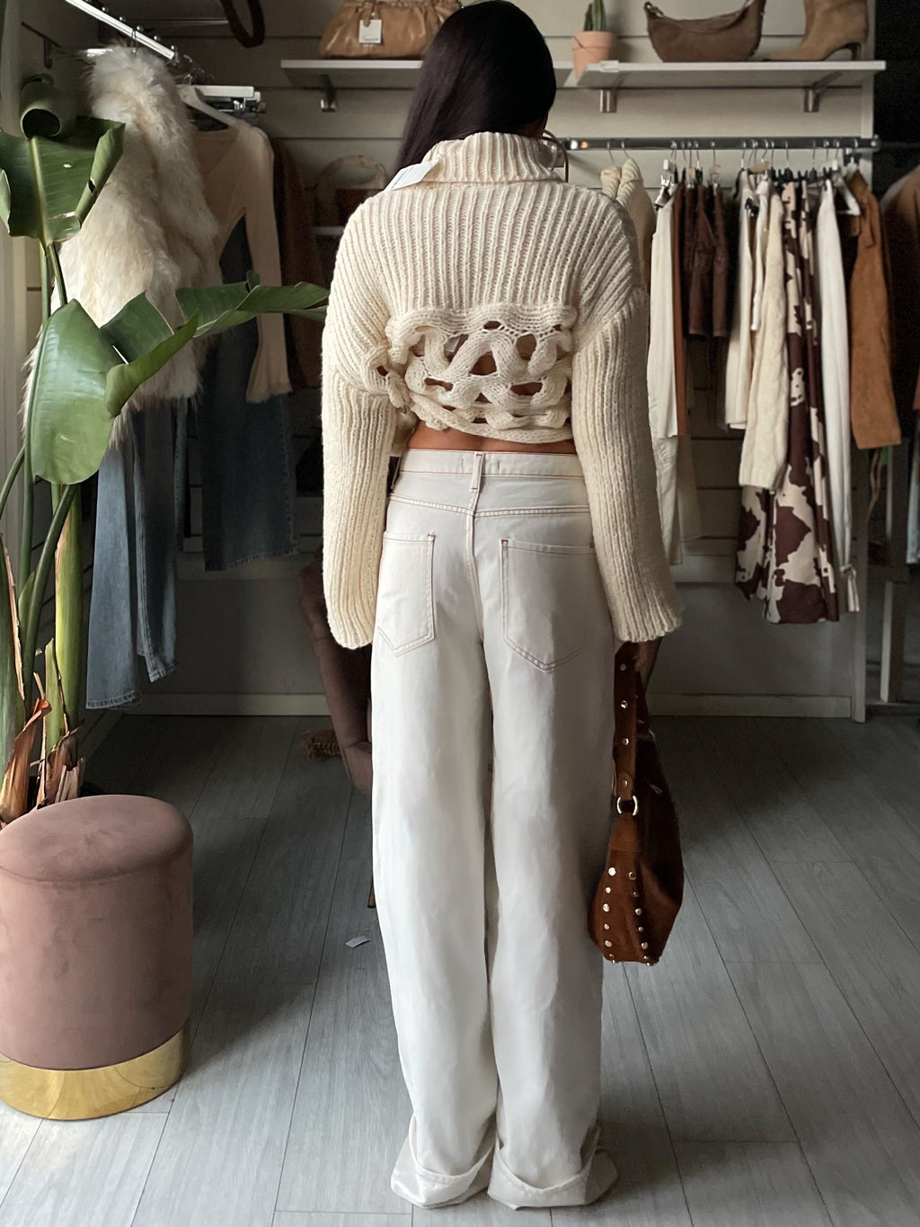 JEANS WIDELEG CON RISVOLTO Justwest Ivory