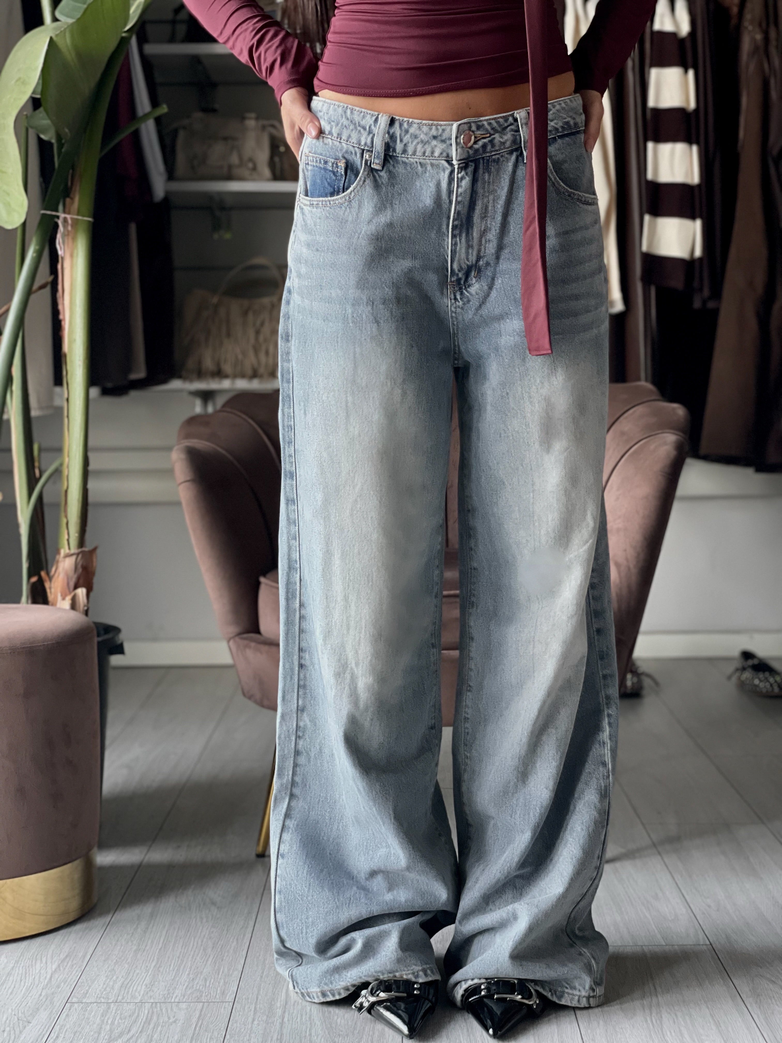 JEANS WIDE LEG CHIARO