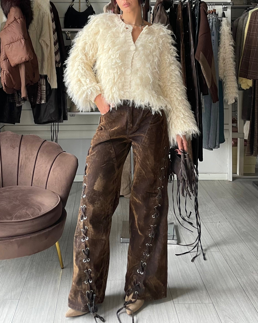 WEST JEANS STRINGATO IN SUEDE