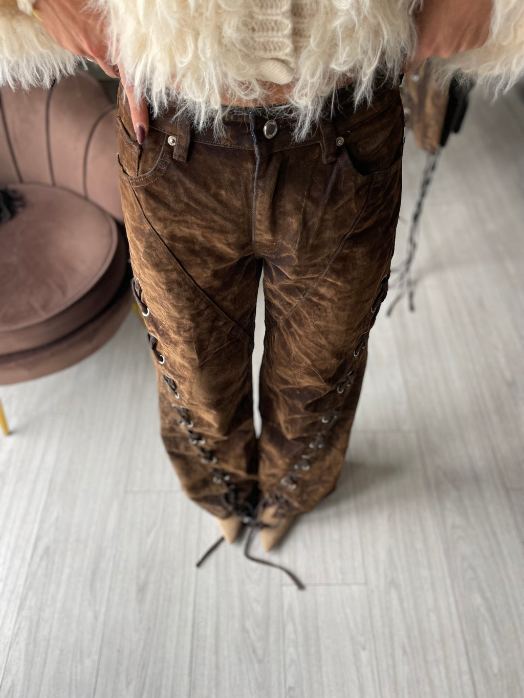 WEST JEANS STRINGATO IN SUEDE