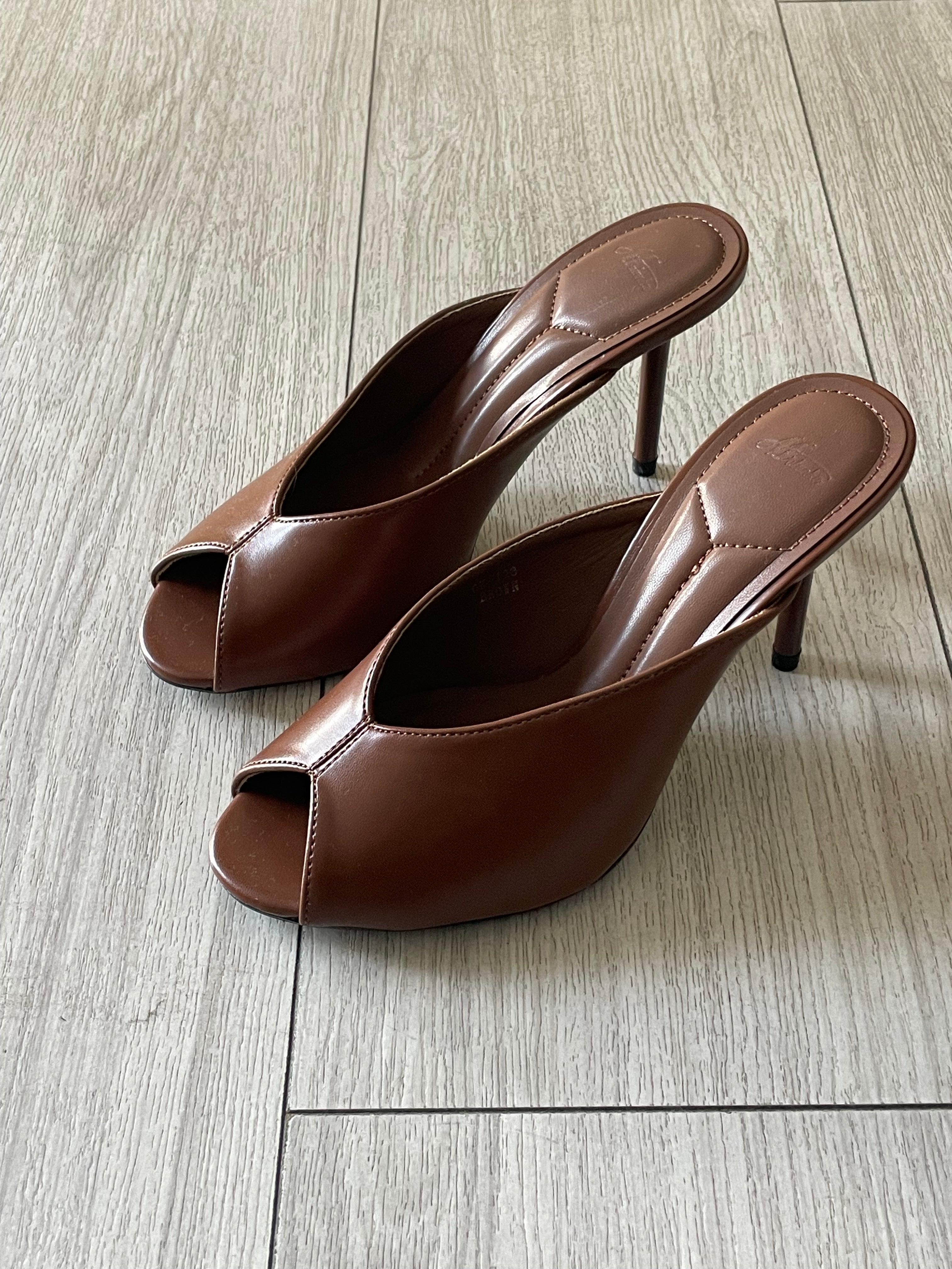 Mules GILDA open-toe tacco a spillo cuoio