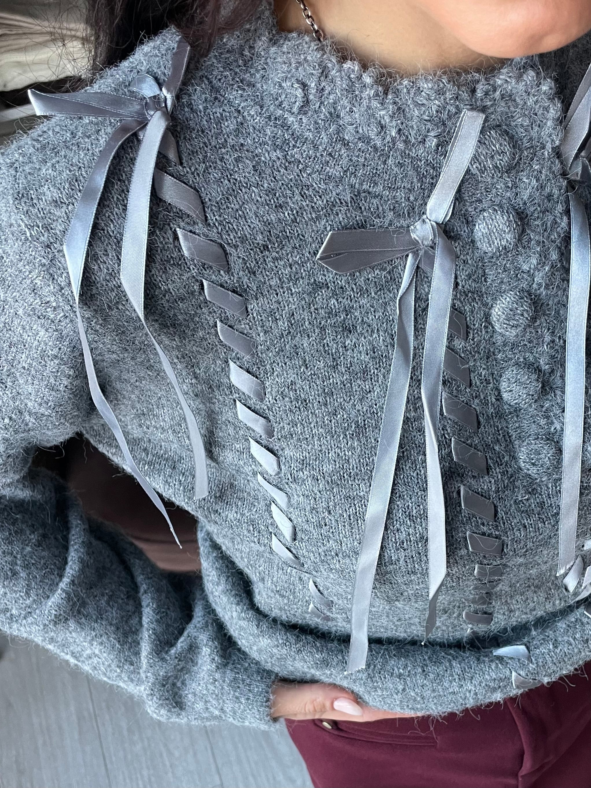 PULLOVER CON FIOCCHI IN RASO Grey