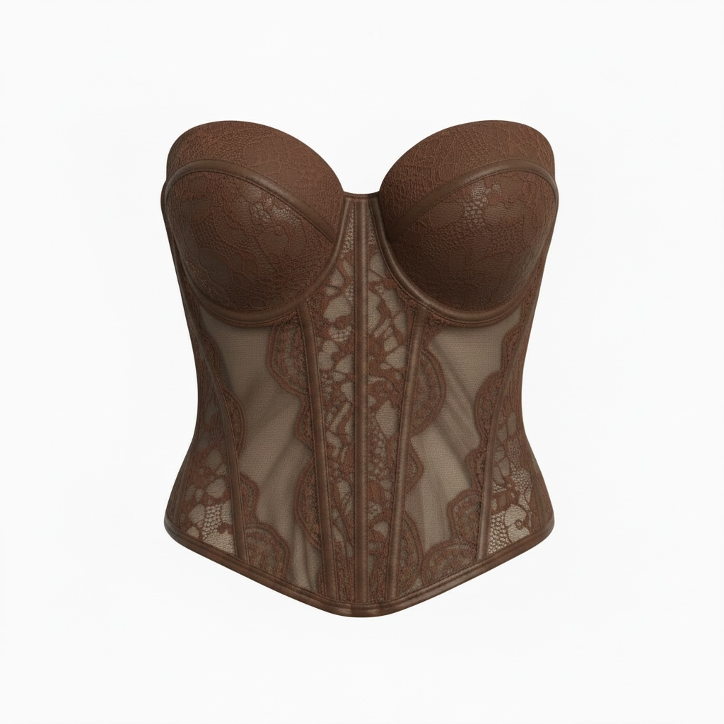 Corsetto in pizzo marrone