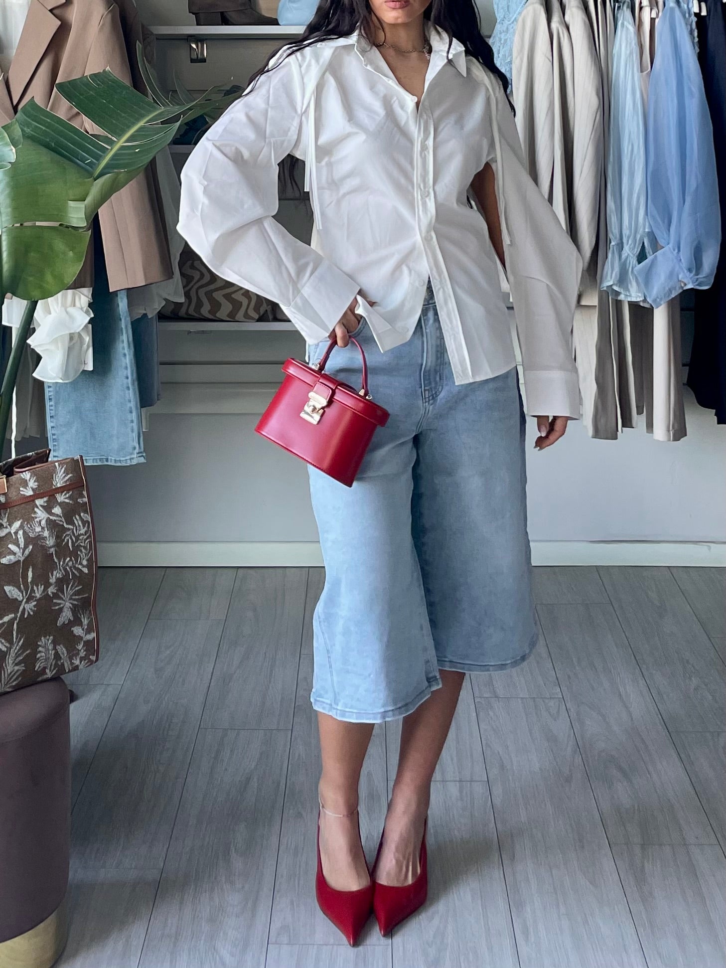Bermuda Balloon Capri in denim chiaro