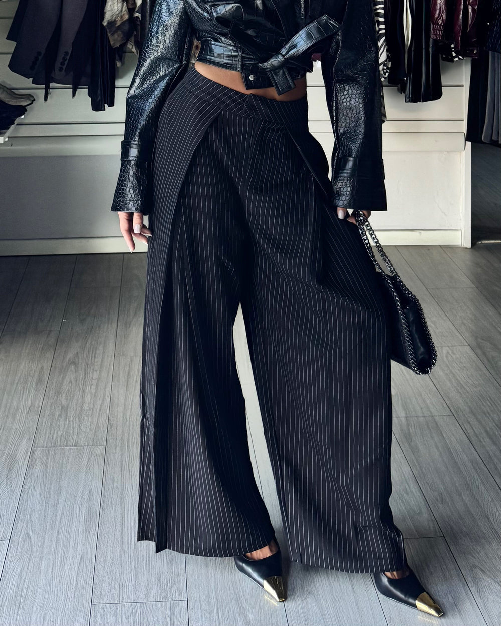 Pantalone Power stirpe wide leg