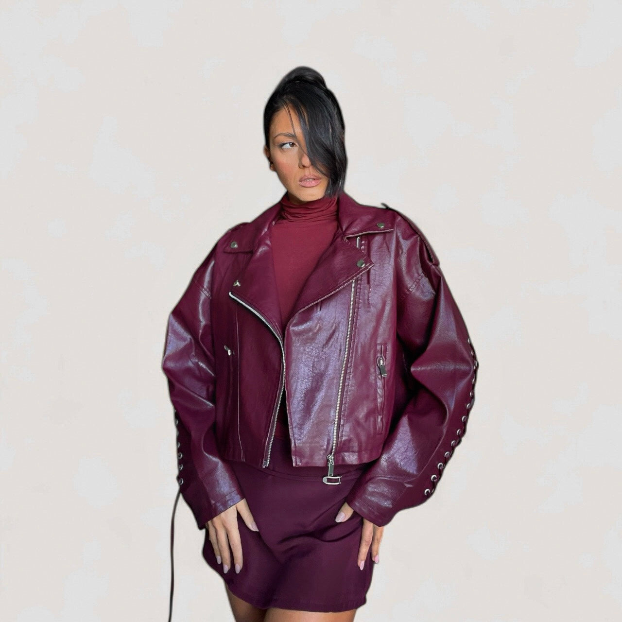 GIACCA BIKER BURGUNDY