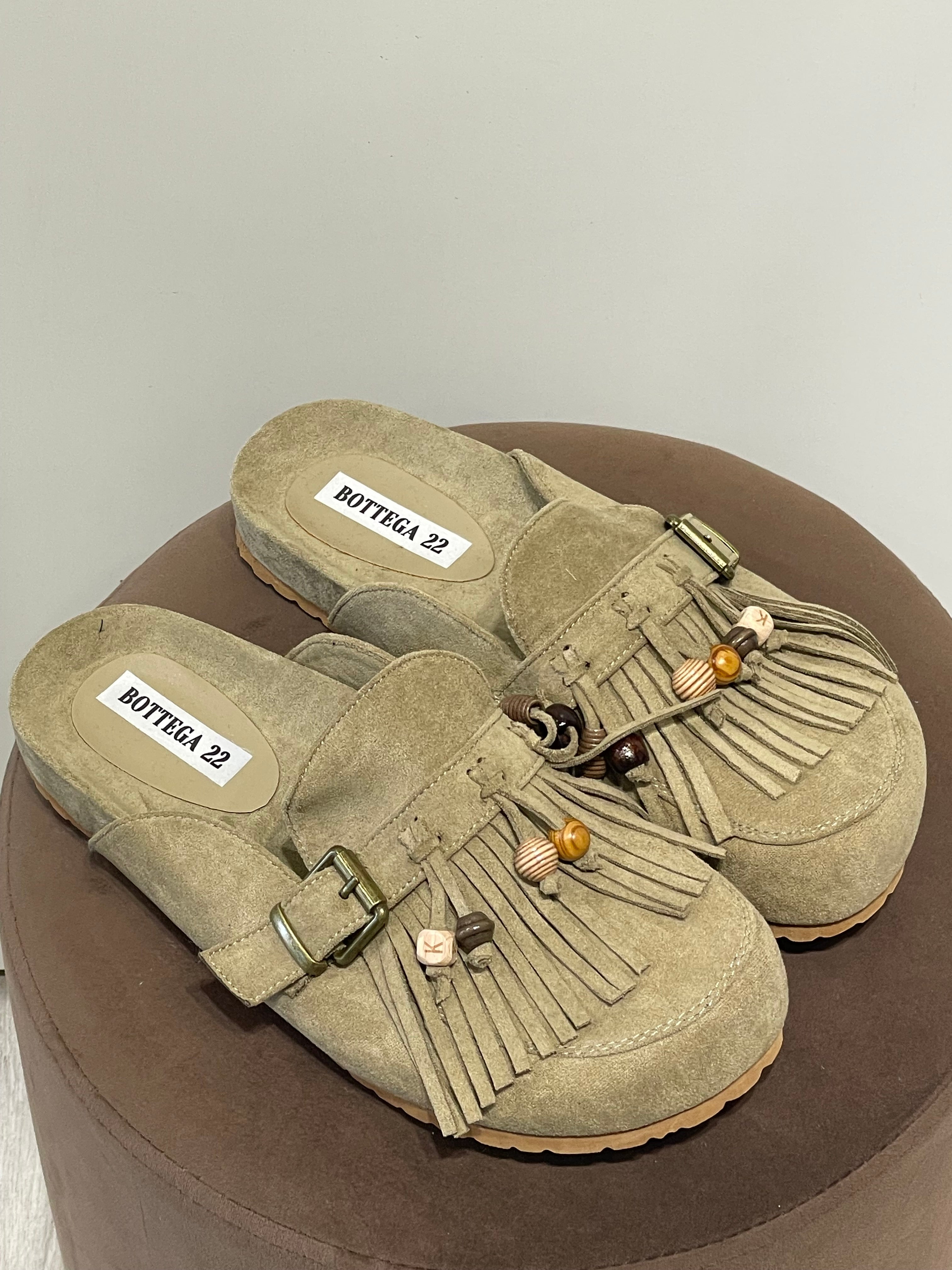 Sabot Boston con frange e perline