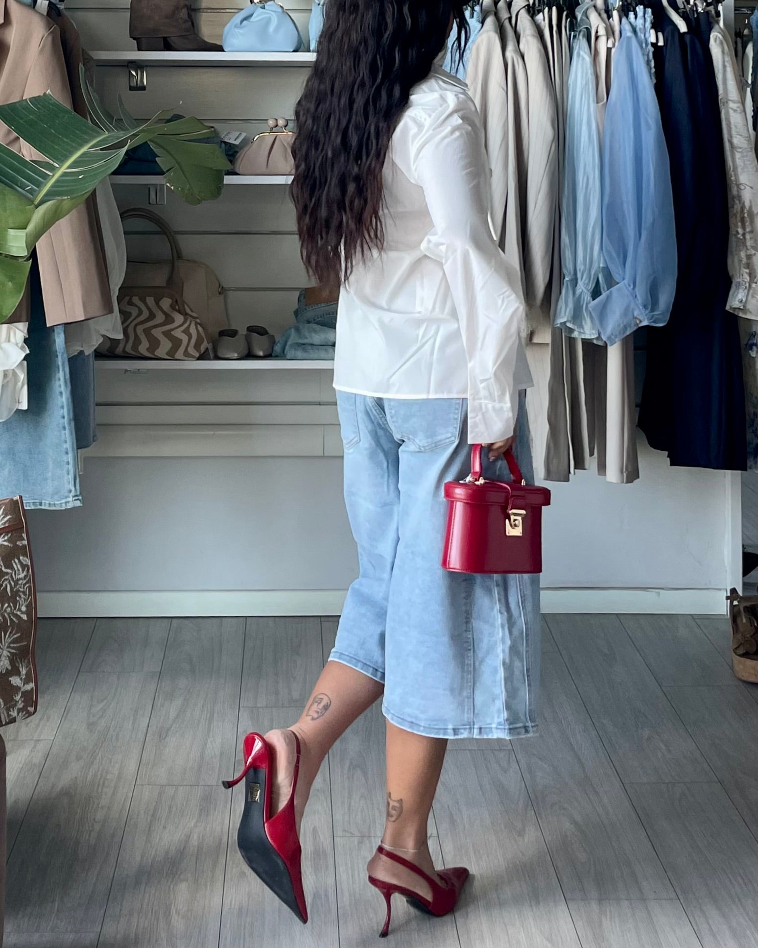 Bermuda Balloon Capri in denim chiaro