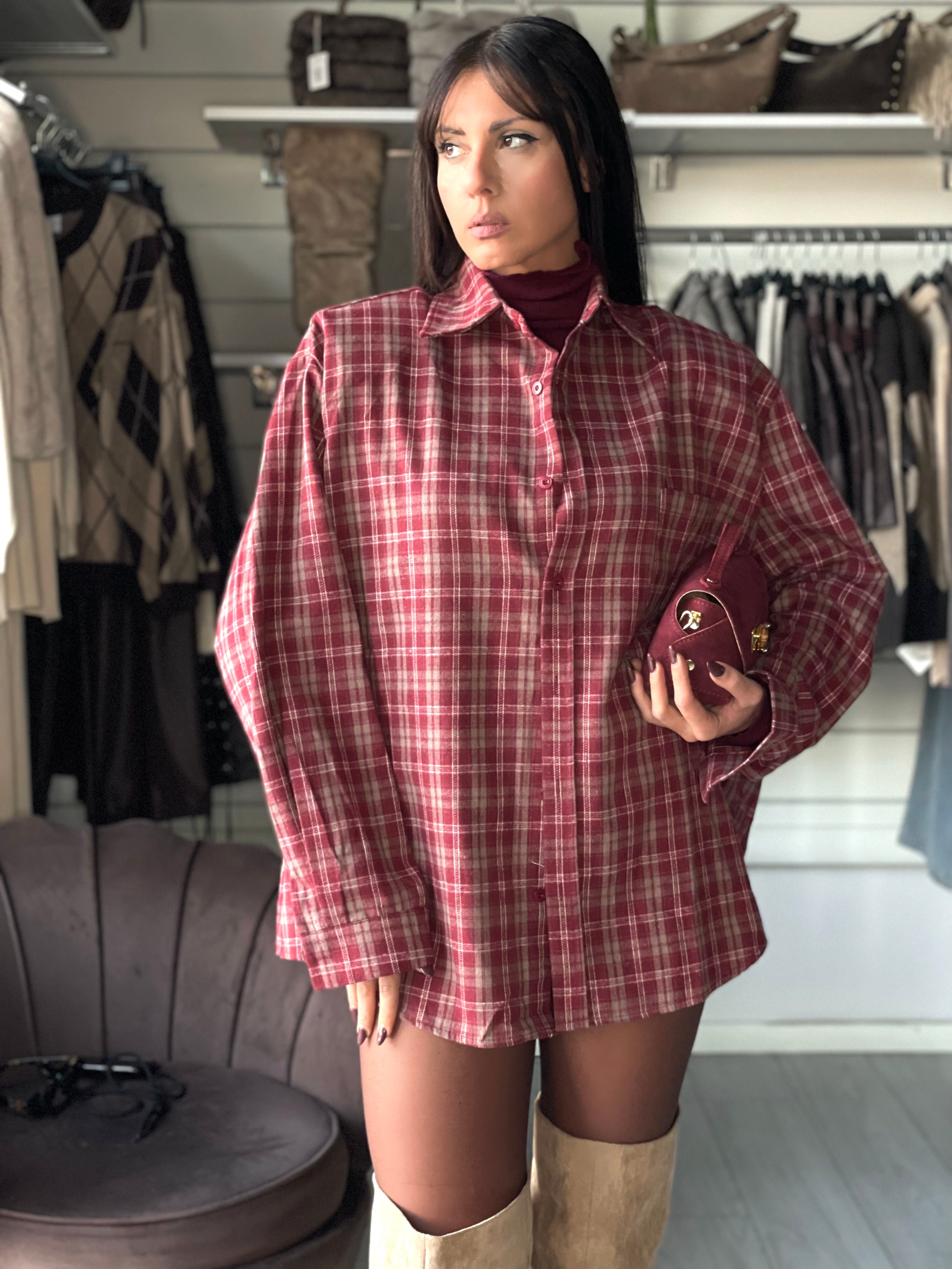 CAMICIA QUADRI BORDEAUX