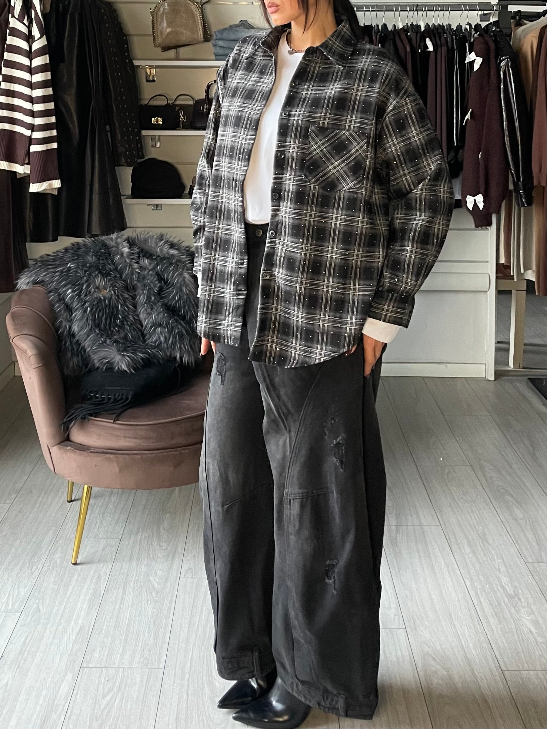 CAMICIA WOOL SHINE Black