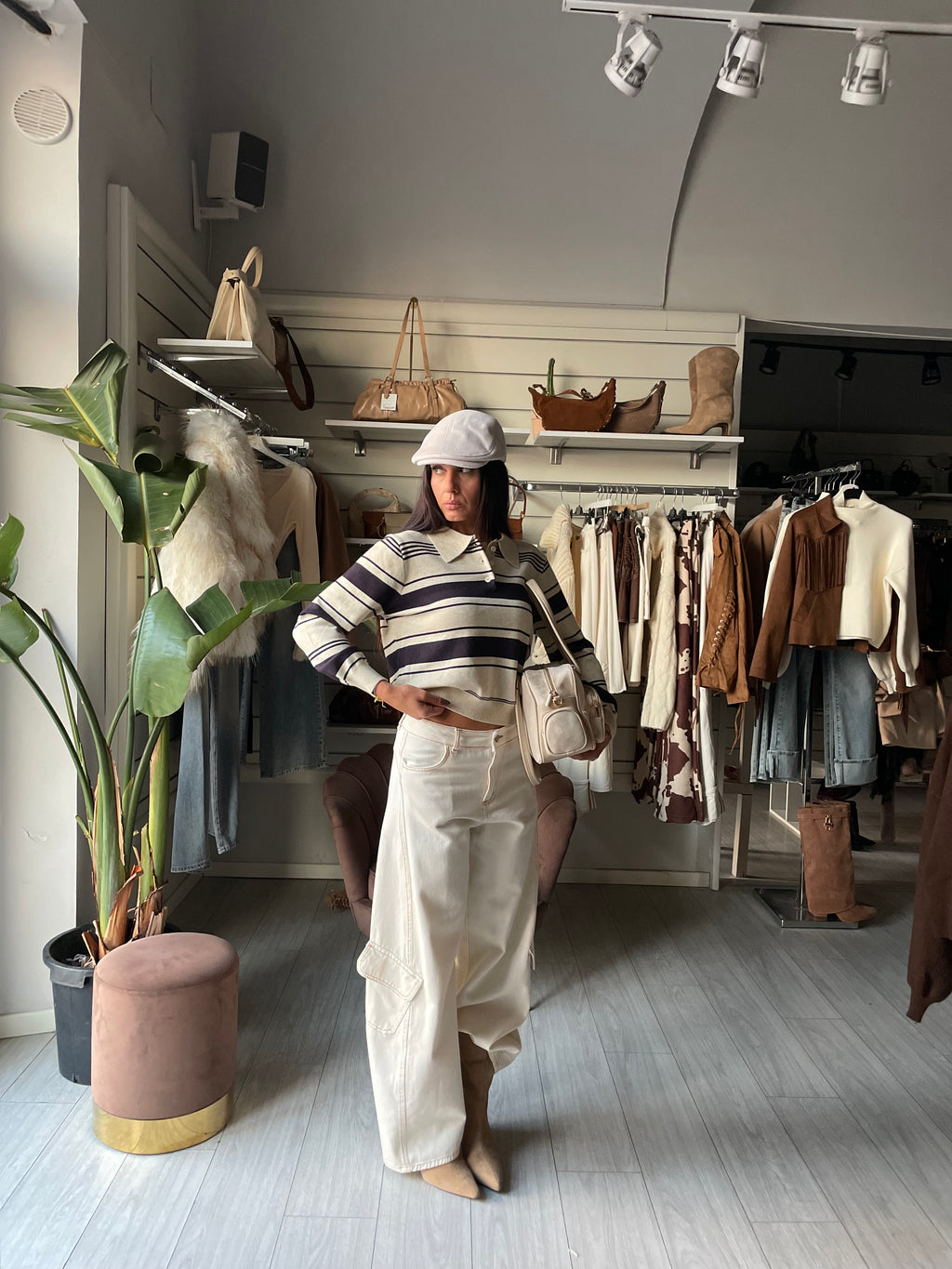 CARGO DENIM BALLOON Justwest Ivory