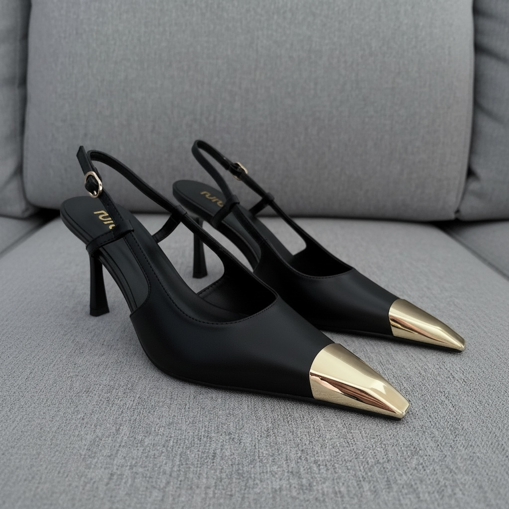 Slingback punta oro  NERA