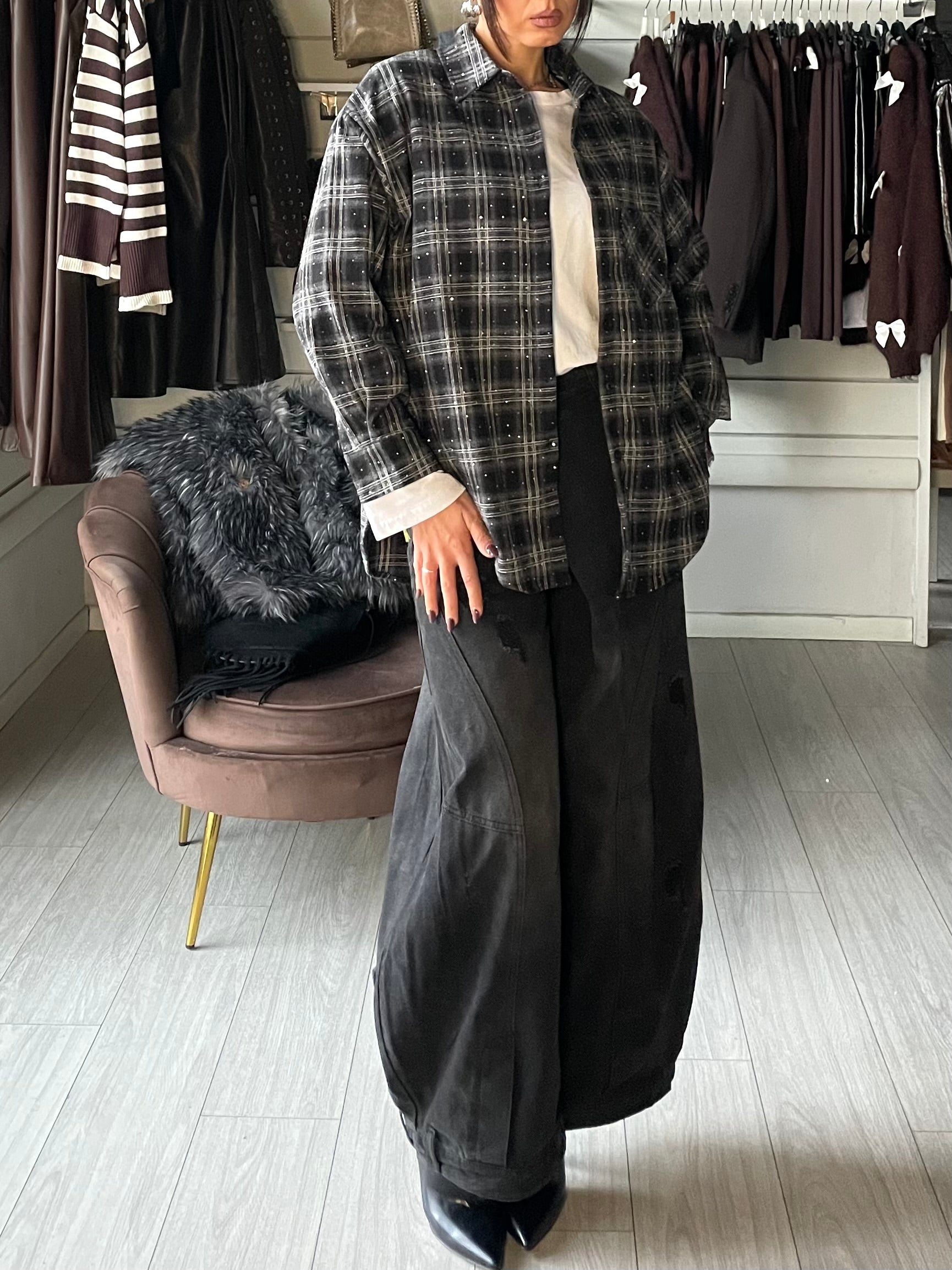 CAMICIA WOOL SHINE Black