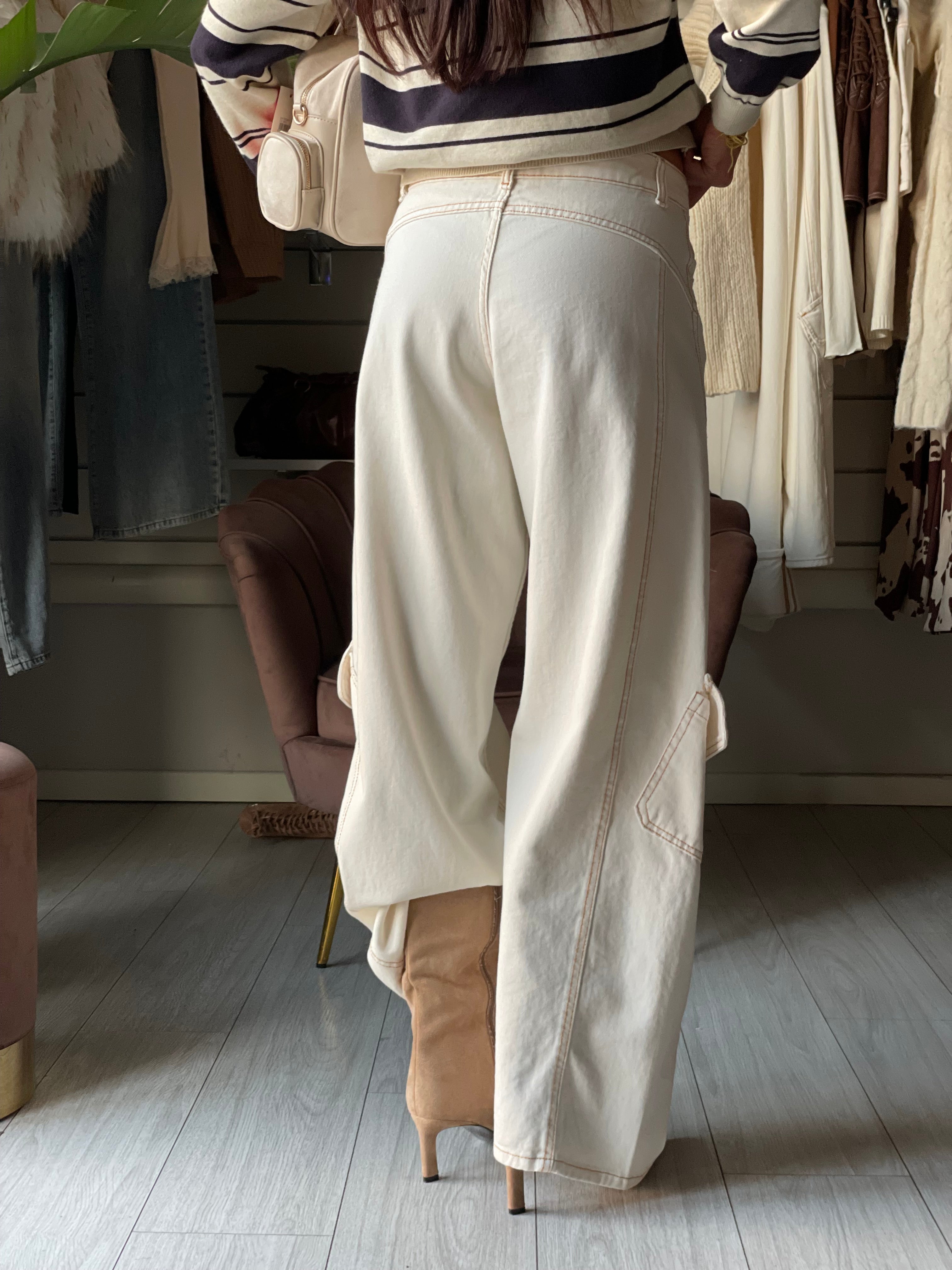 CARGO DENIM BALLOON Justwest Ivory