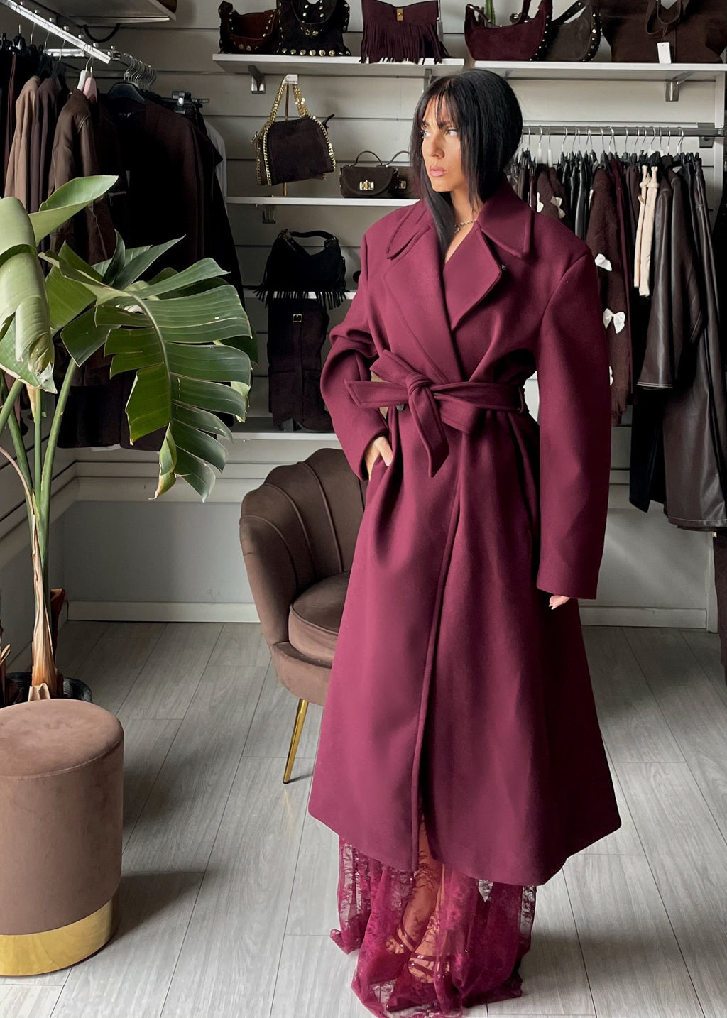 OVERSIZE COAT LUMINA Bordeaux