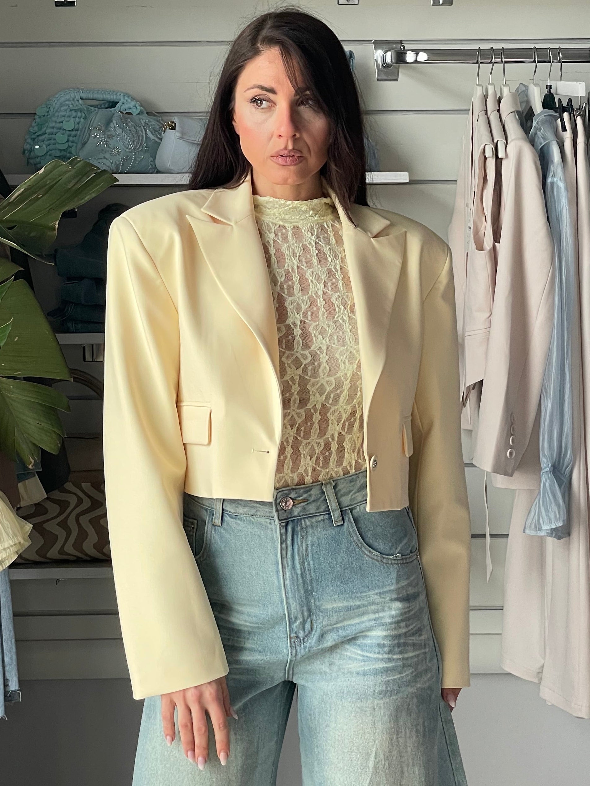 Blazer crop yellow butter Lumina