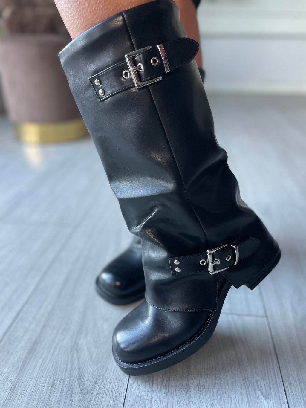 BIKER CON RISVOLTO BLACK