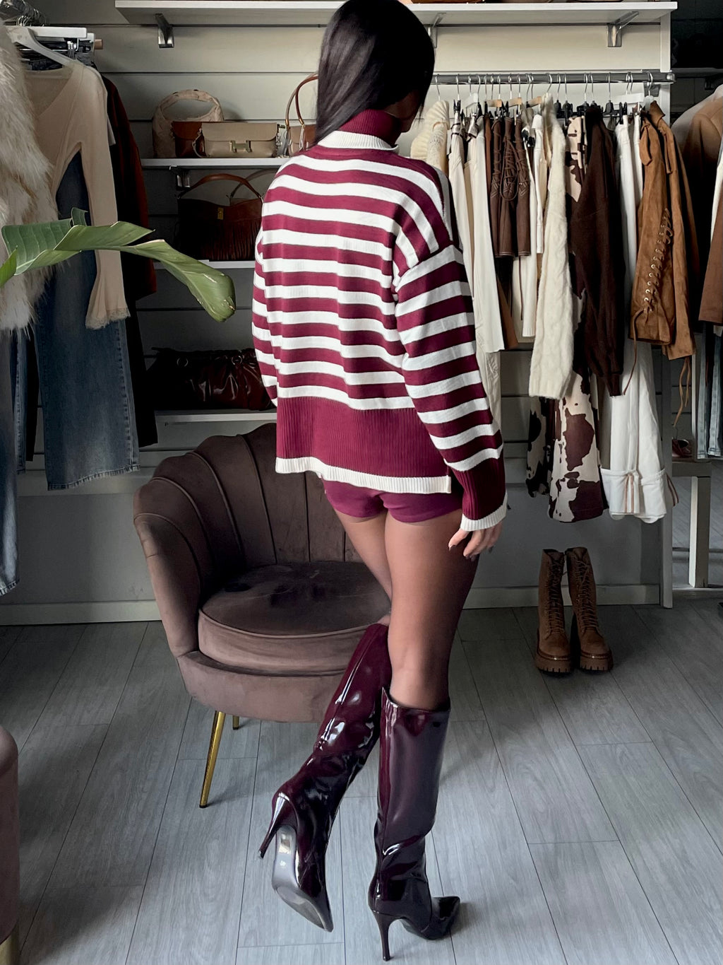 PULLOVER DOLCEVITA A RIGHE Bordeaux