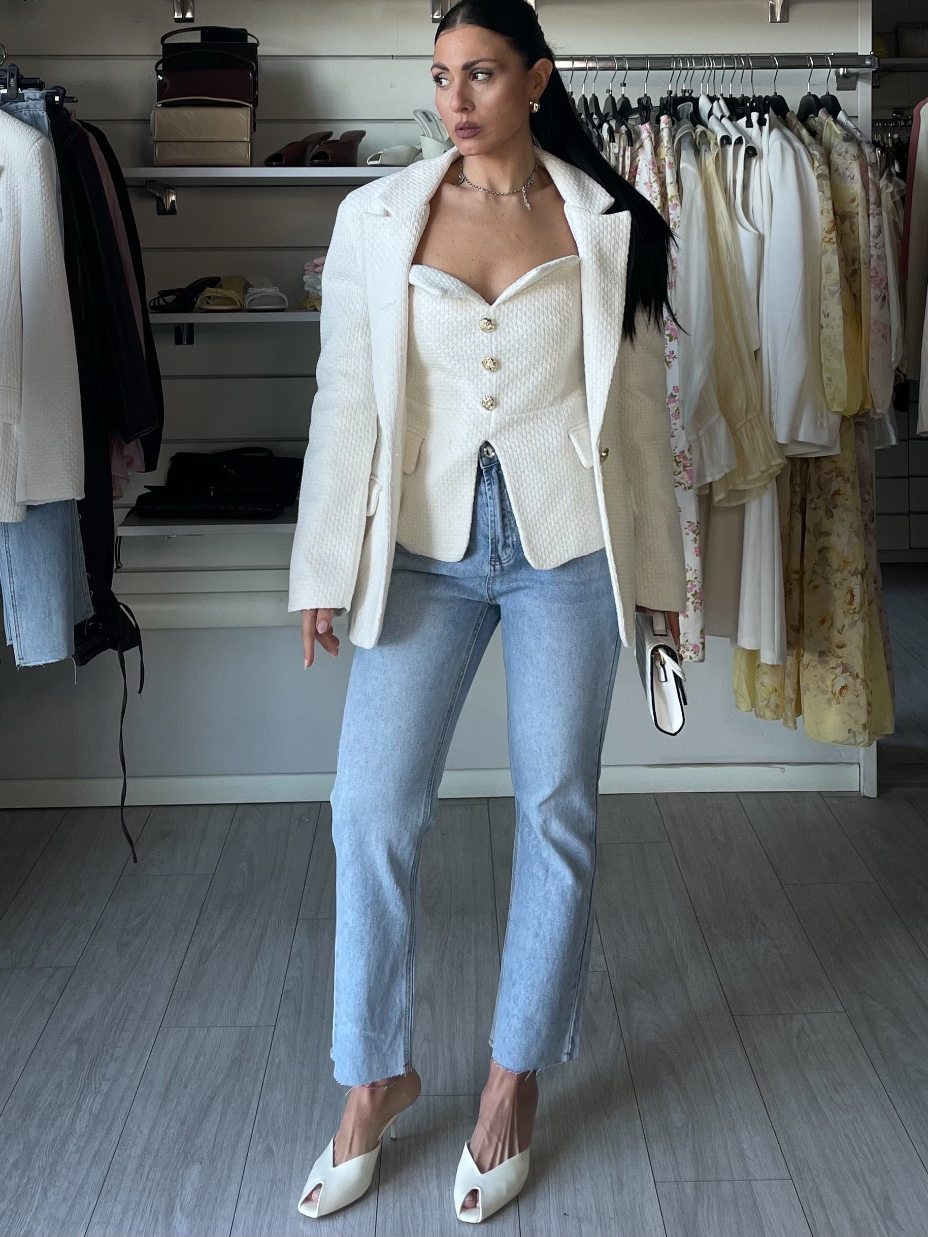 Blazer in tweed panna Lumina