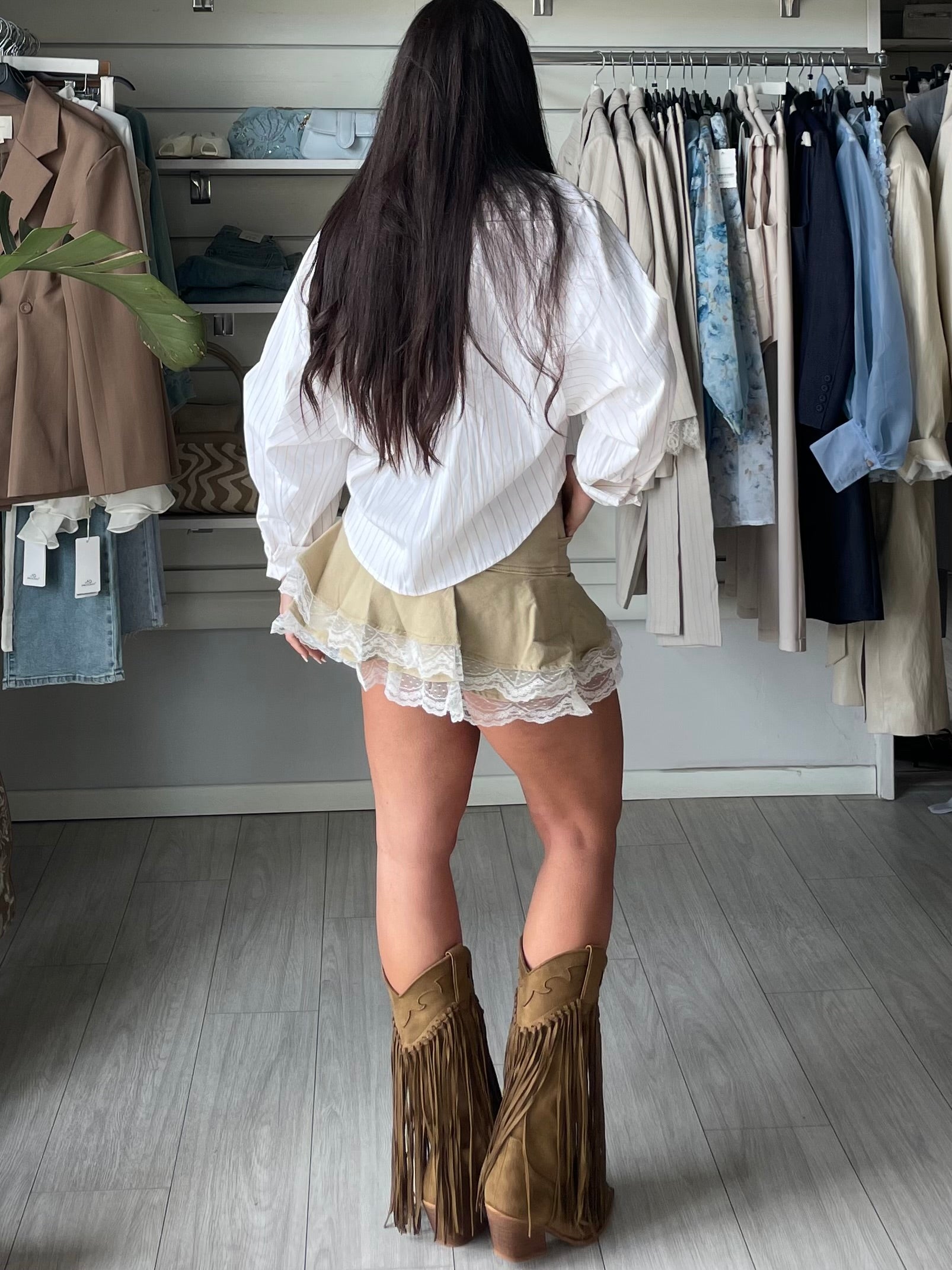 Gonna short  Hotsweet in denim con ricami
