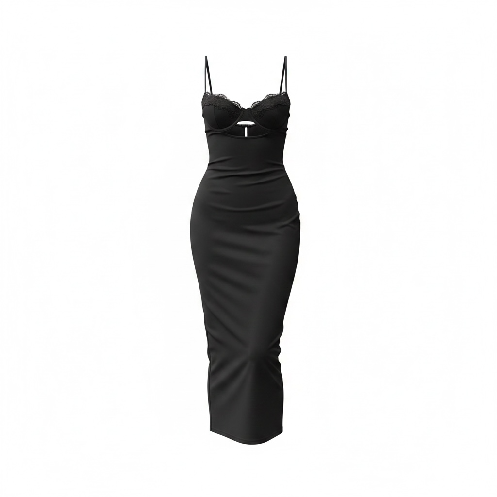 Abito longuette cutout nero