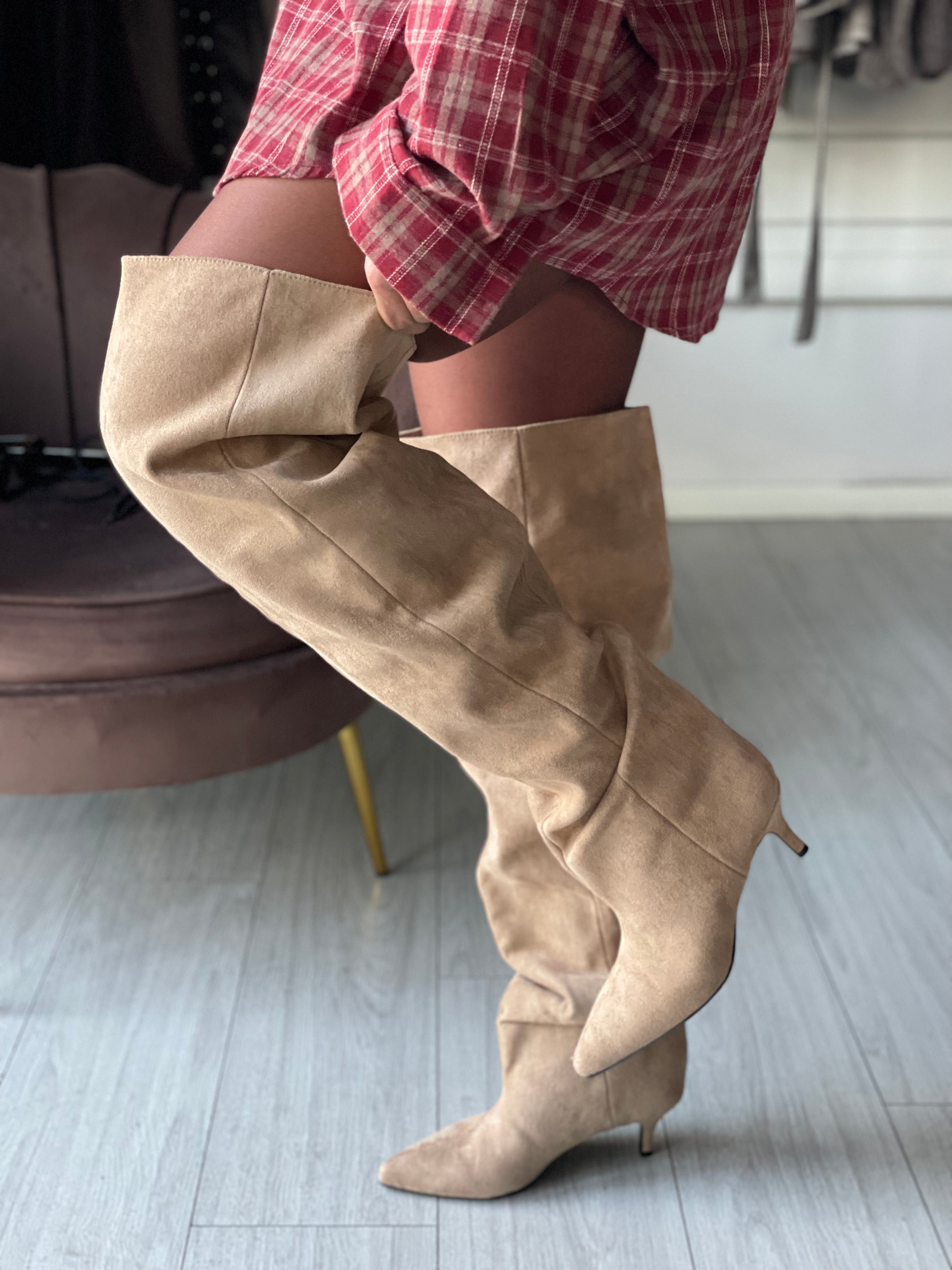 SLOUCHY STIVALE SCAMOSCIATO BEIGE