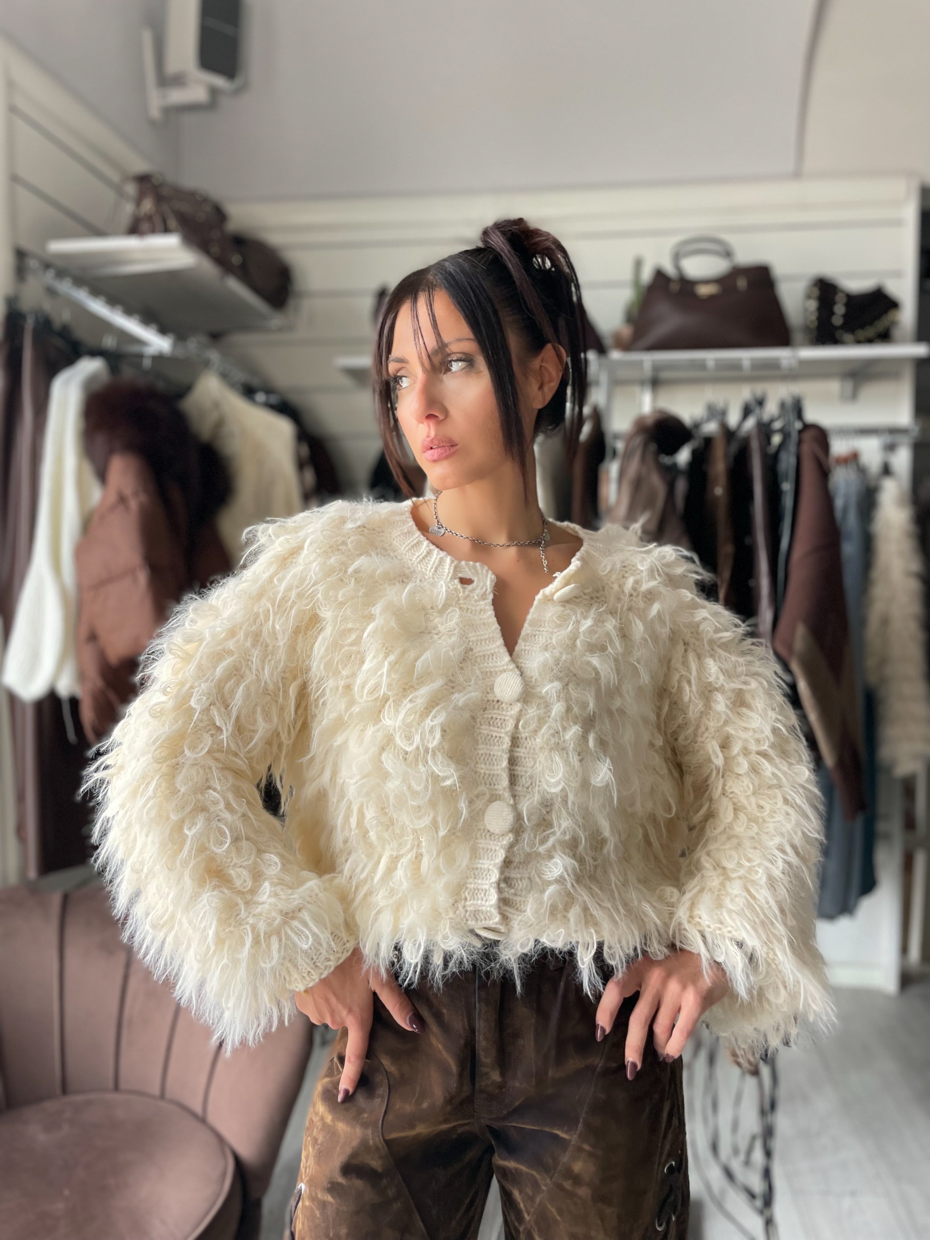 MUSA - GIACCA CARDIGAN PANNA