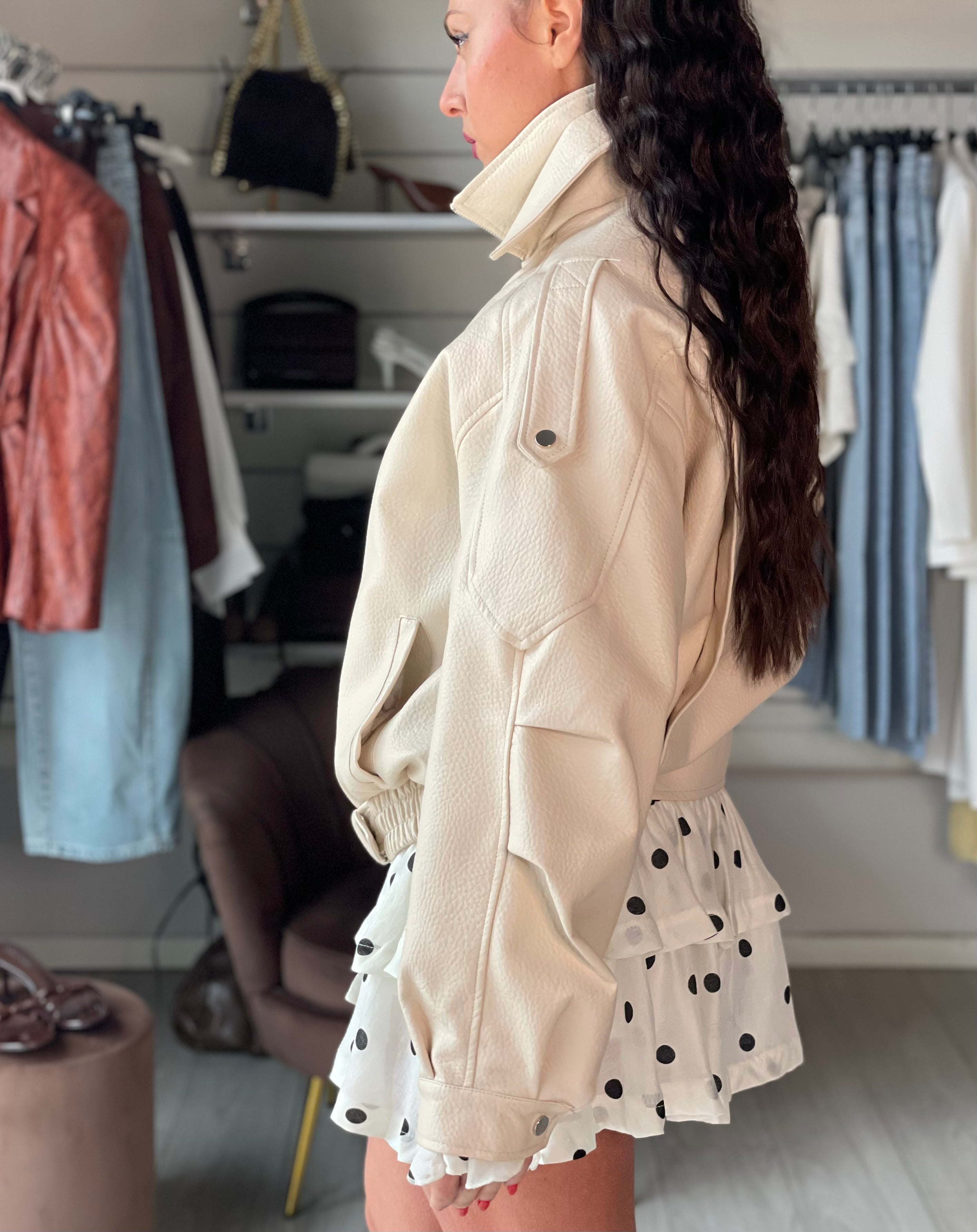 Giacca BIKER  Crema
