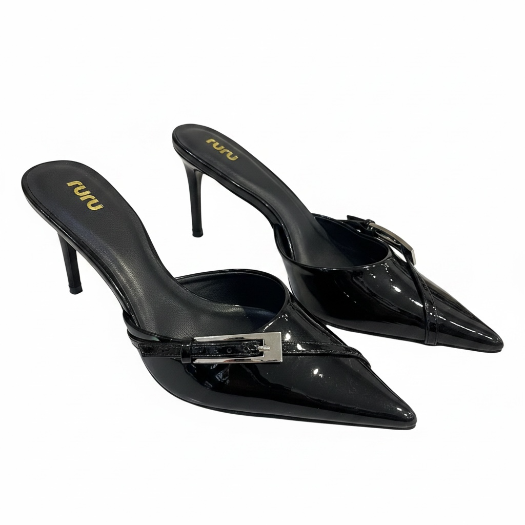 MULES GLOSSY BLACK