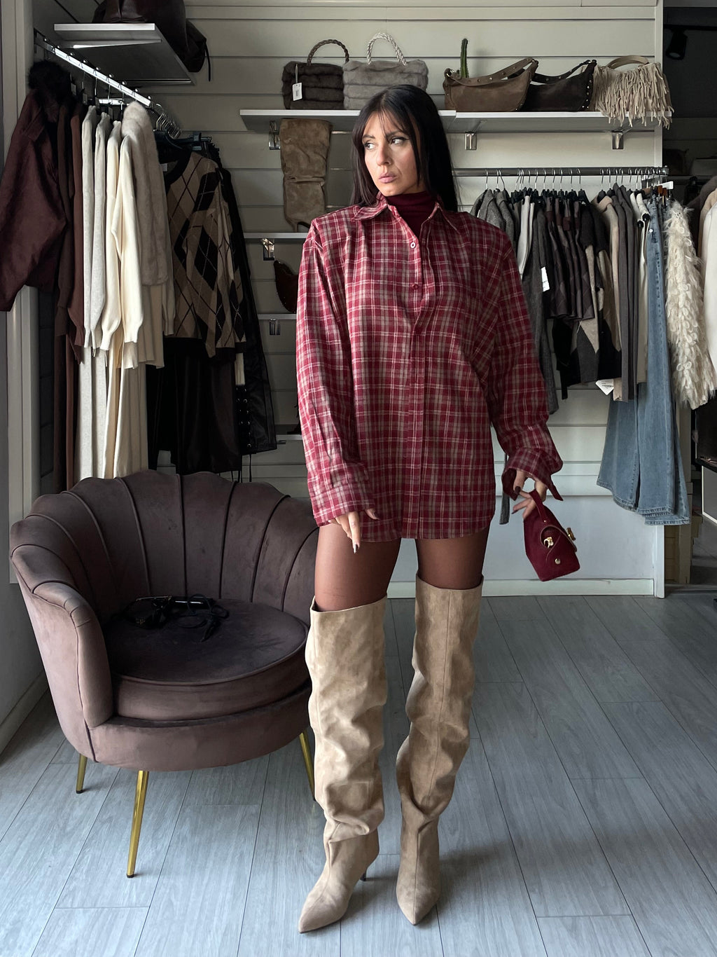 SLOUCHY STIVALE SCAMOSCIATO BEIGE