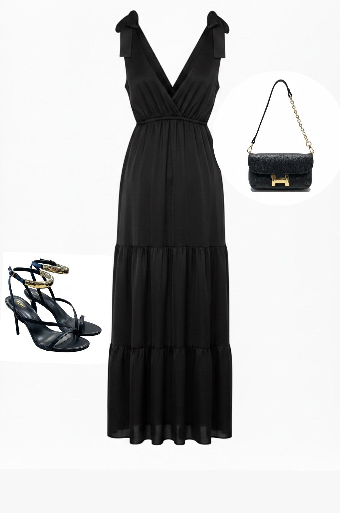 Vestito lungo in viscosa nero