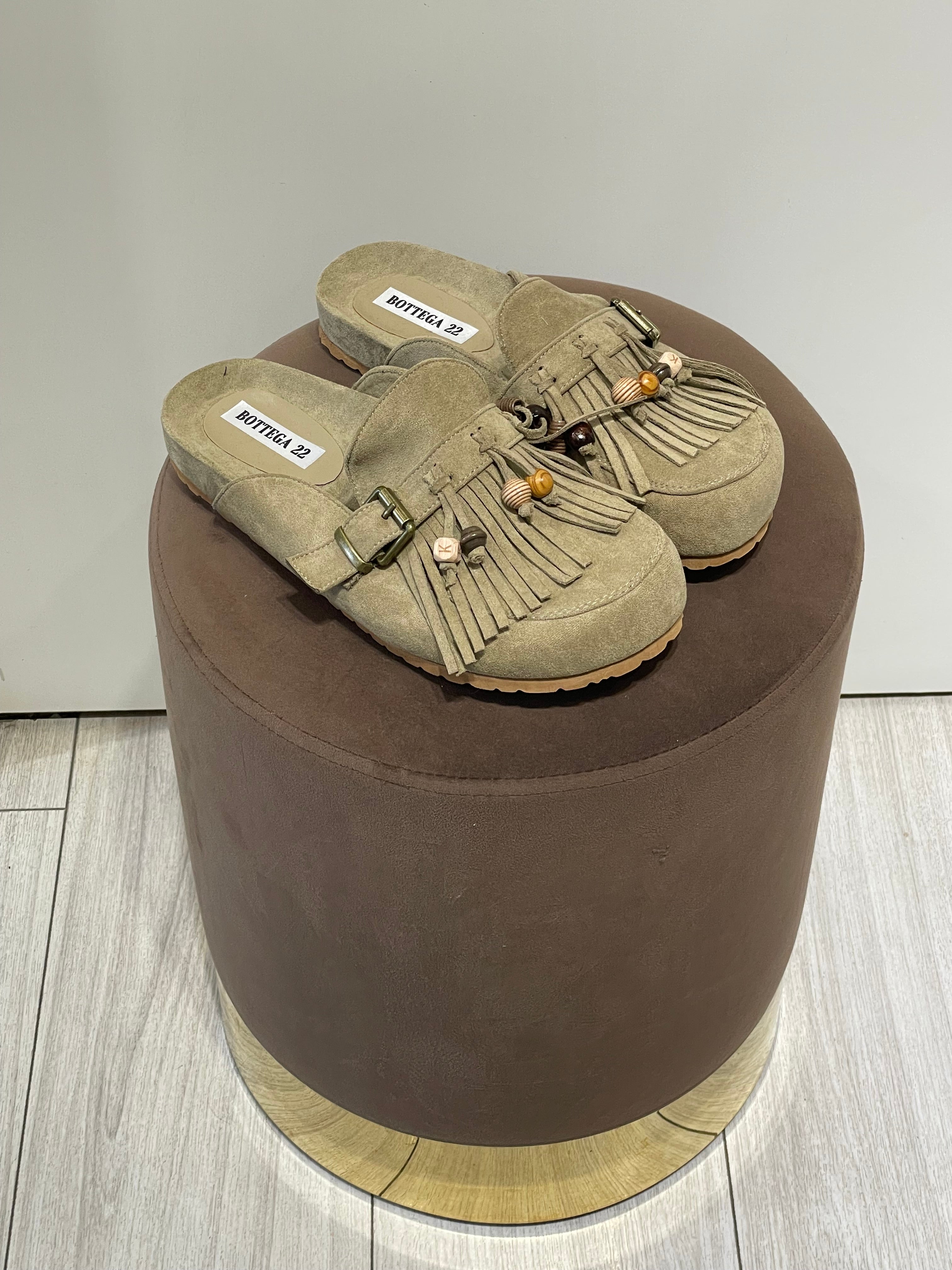 Sabot Boston con frange e perline