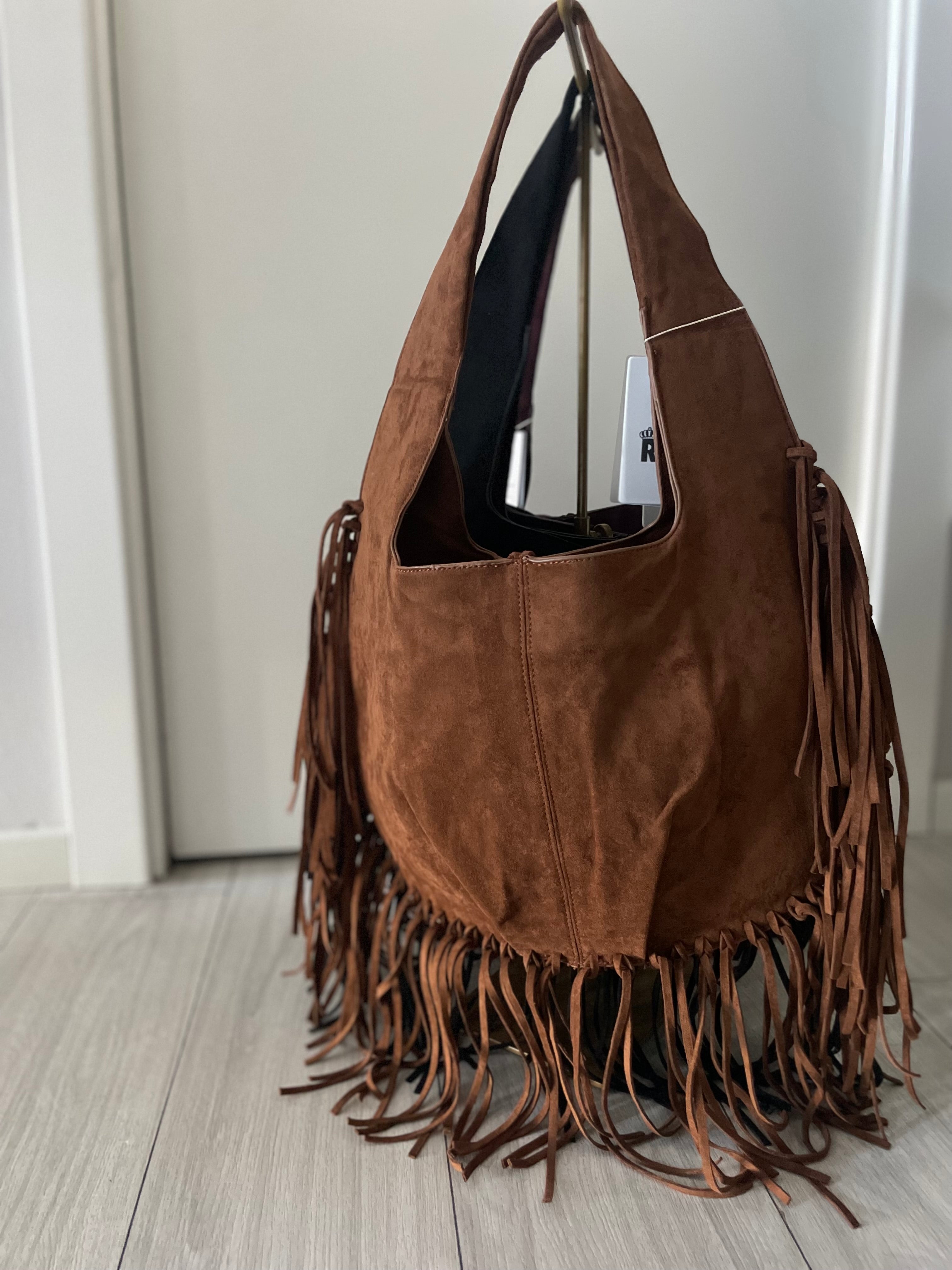 Apache - BORSA GRANDE IN SUEDE CON FRANGE