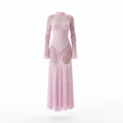 Abito lungo secondskin in pizzo rosa Lumina