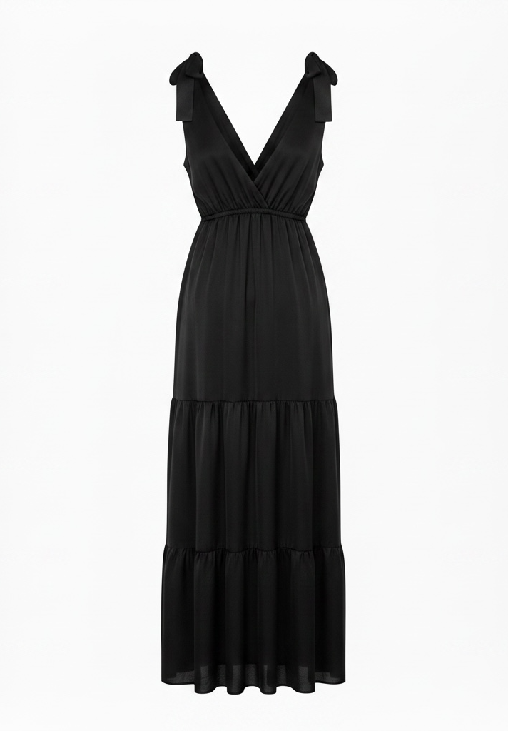 Vestito lungo in viscosa nero