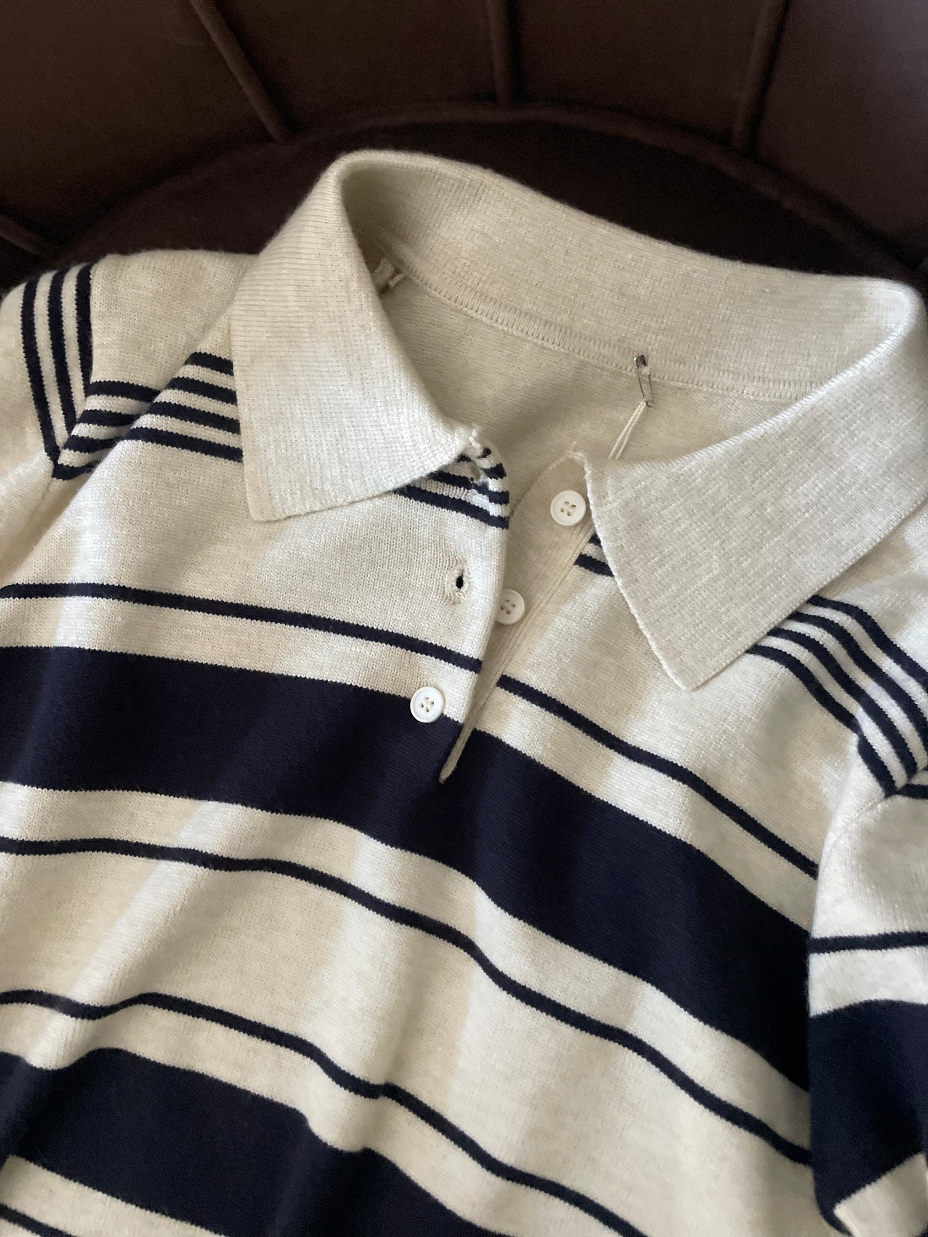 PULLOVER A RIGHE CON COLLETTO STILE POLO