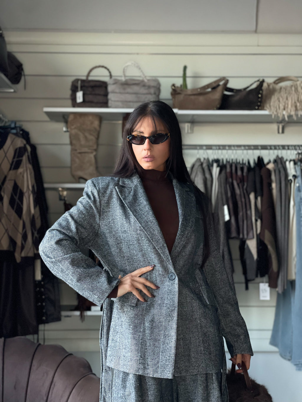 SHELBY SET COMBINATO BLAZER & BERMUDA Grey