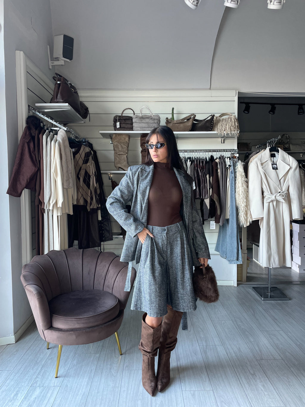 SHELBY SET COMBINATO BLAZER & BERMUDA Grey